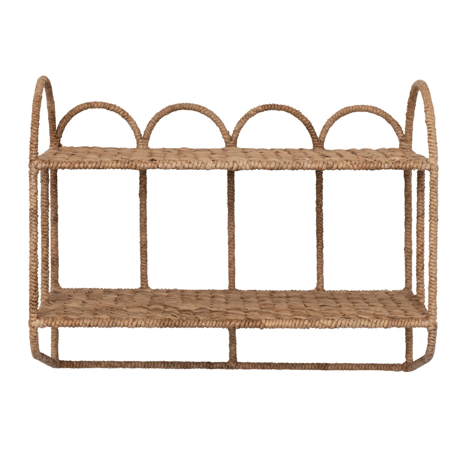 Scalloped Woven Two Tier Wall Shelf