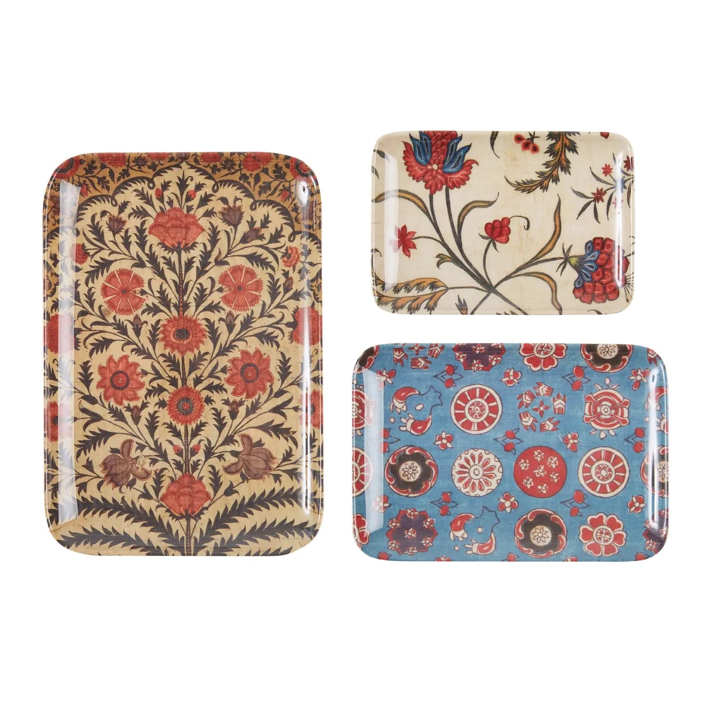 Vintage Textile Inspired Trays - Set of 3