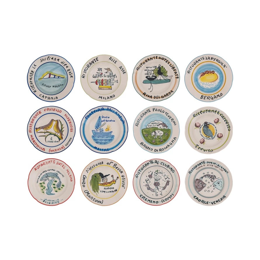 Vintage Style Restaurant Plates - set of 12