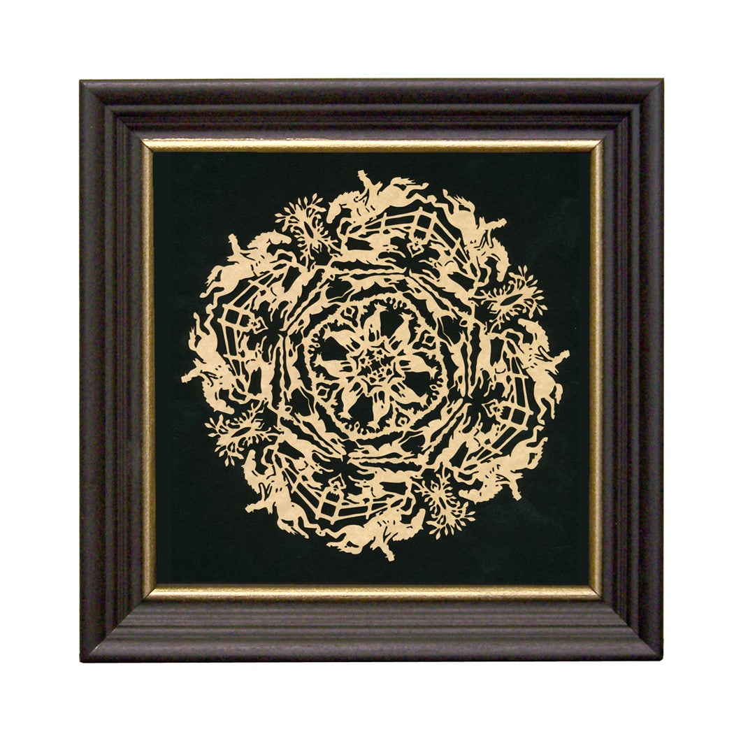 Horse and Hound in the Round Papercutting Wall Art