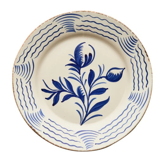 Luzia Floral Waves Plate Blue