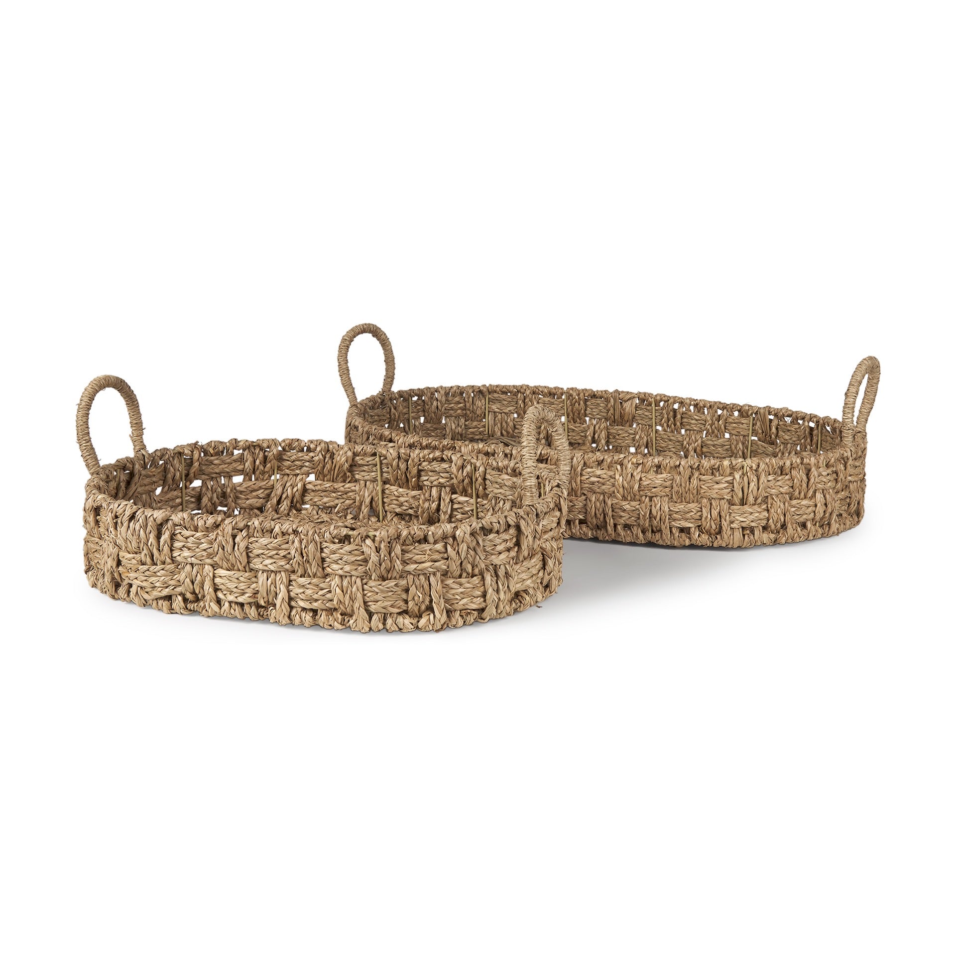 Double Woven Seagrass Trays - Set of 2