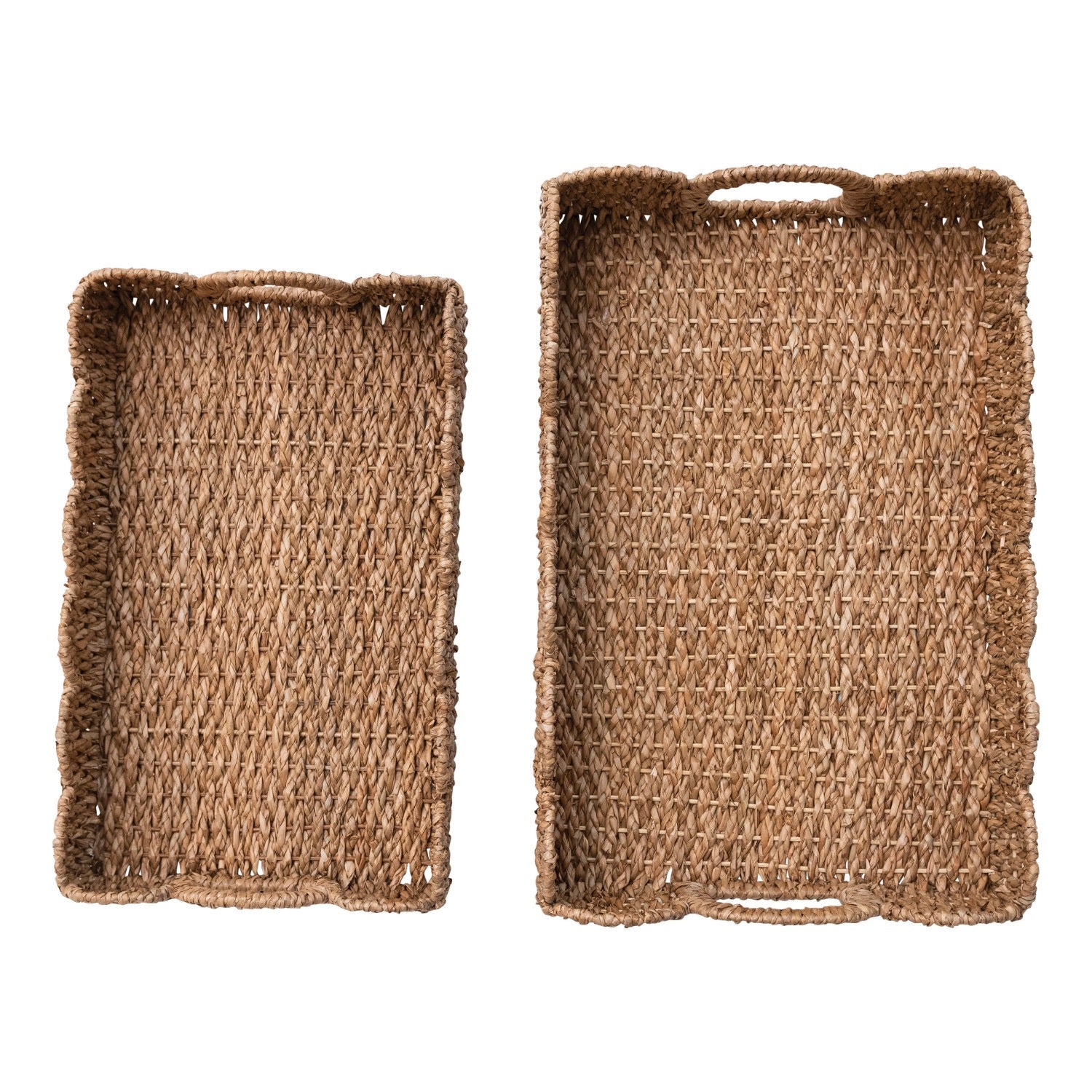 Scalloped Braided Basket Trays - Set of 2