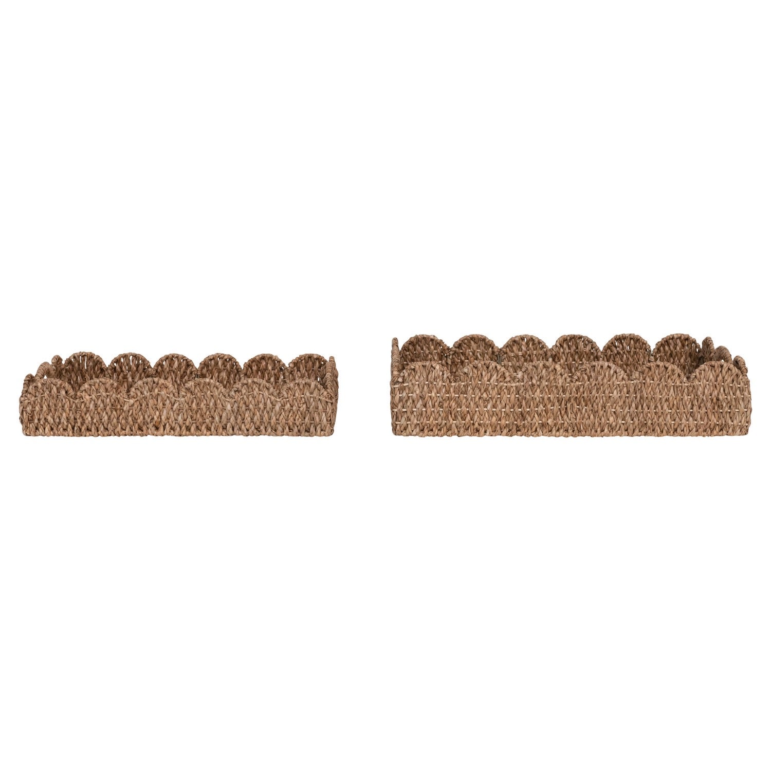 Scalloped Braided Basket Trays - Set of 2