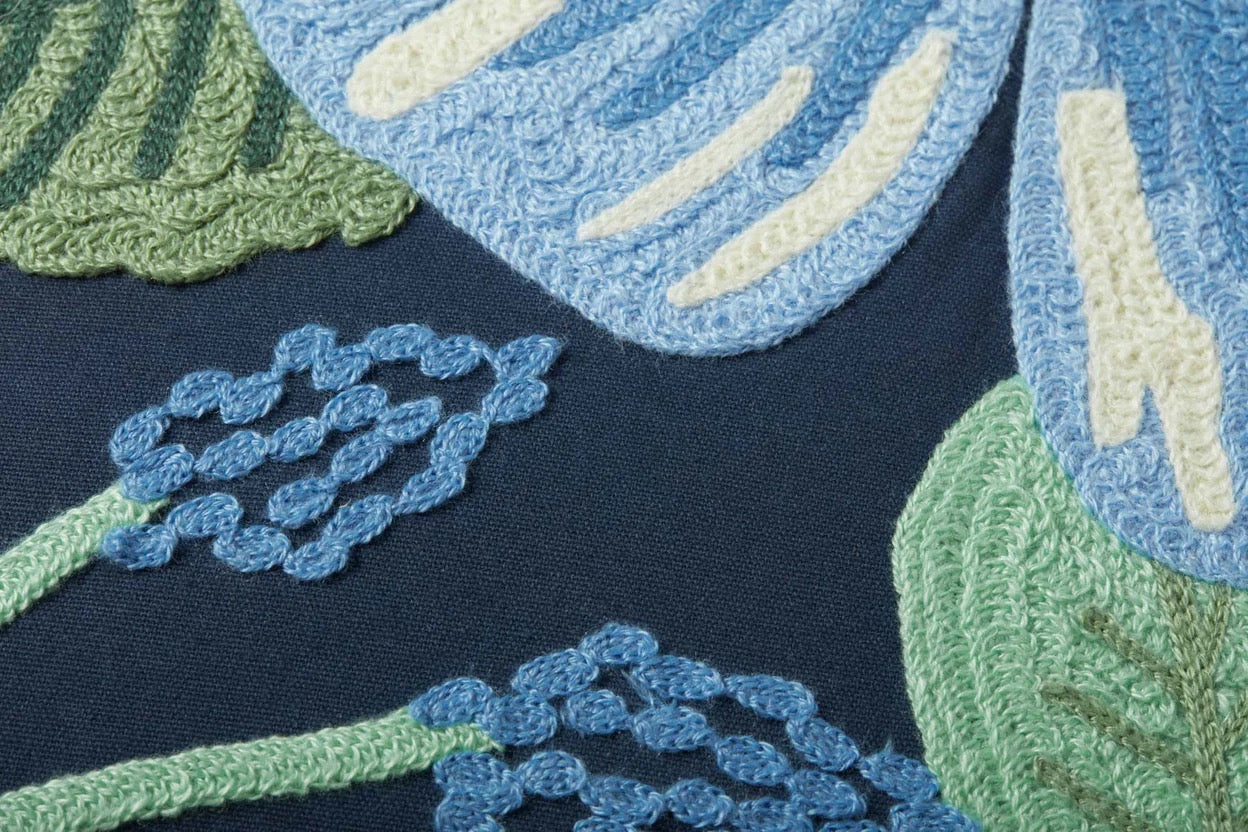 Blue Violet Embroidered Pillow in Navy by Rifle Paper Co. x Loloi