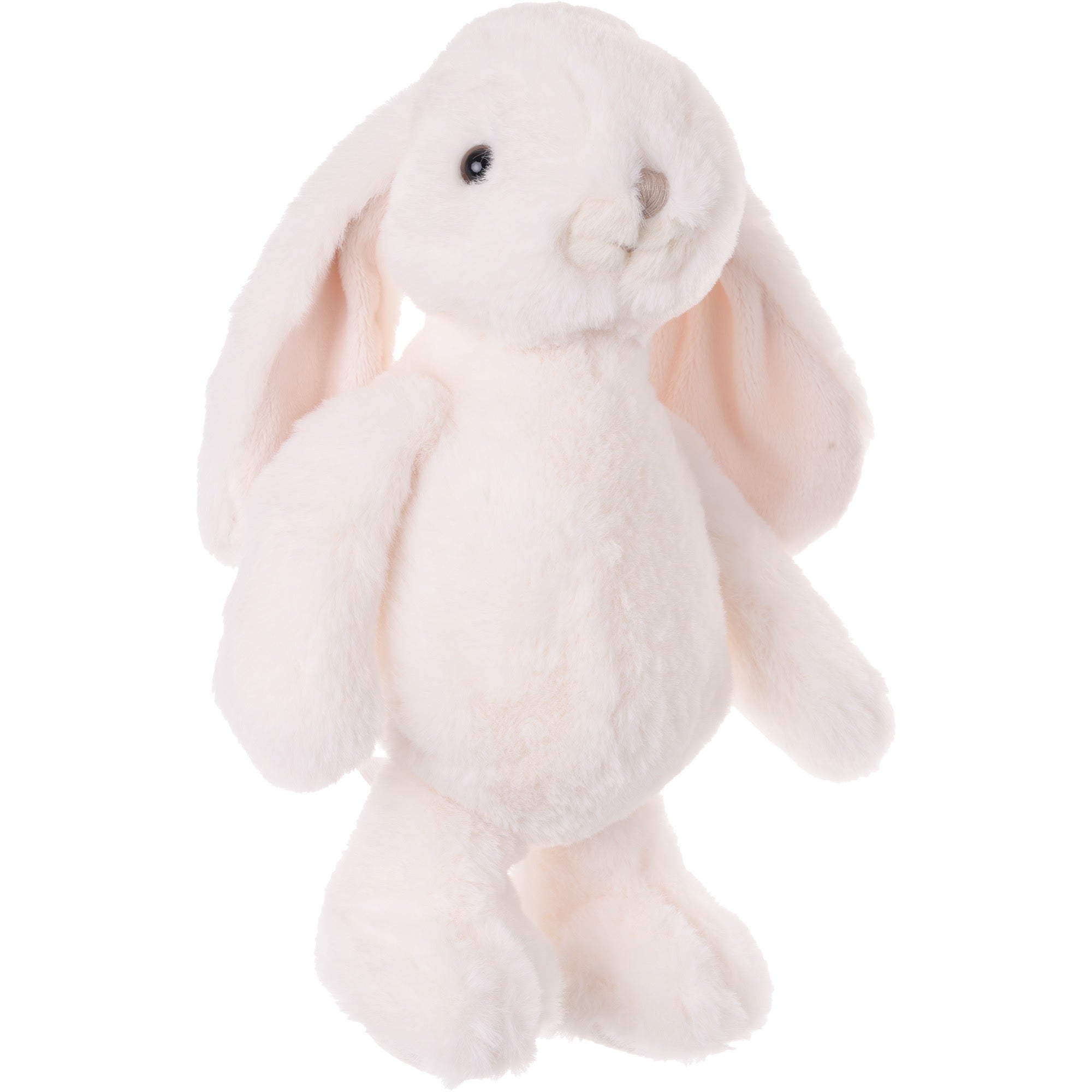 White plush bunny toy on a white background