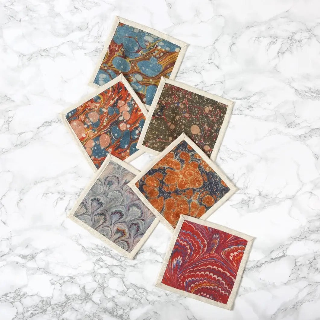 Marble Patterned Cocktail Napkins - Set of 6