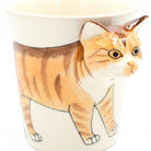 Cat-shaped mug with a detailed illustration of a cat on a white background