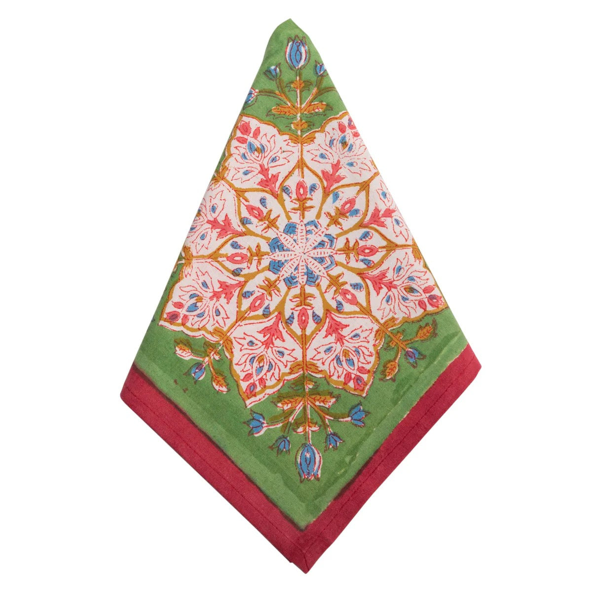 Decorative towel with intricate patterns on a white background