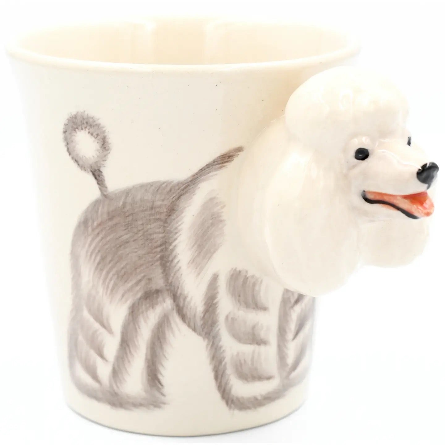 Ceramic mug with a dog design on a white background