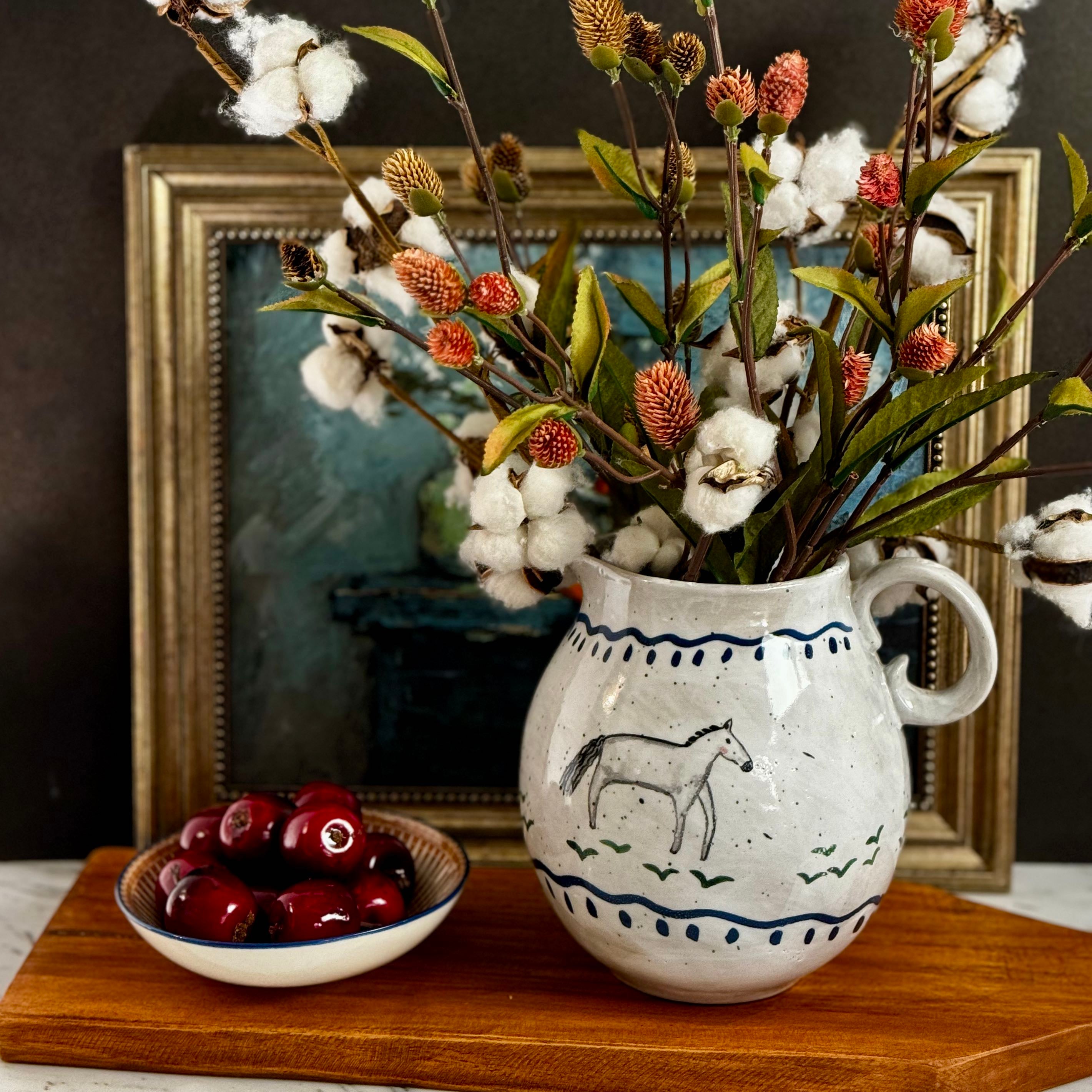 Primitive Horse Stoneware Pitcher