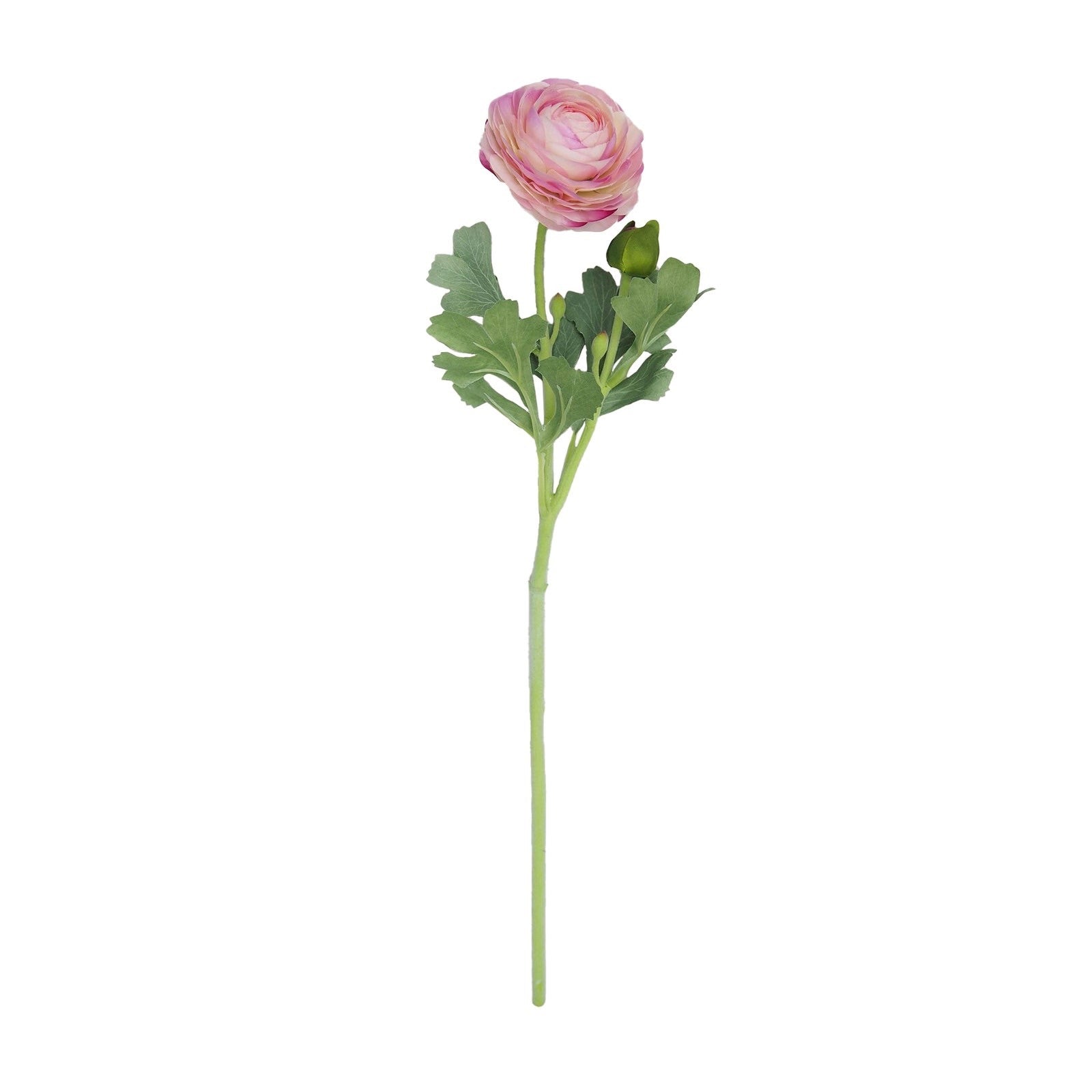 Artificial flower stem with pink bloom on a white background