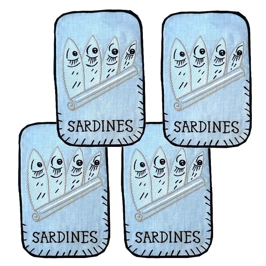 Sardine Tin Cocktail Napkins - Set of 4