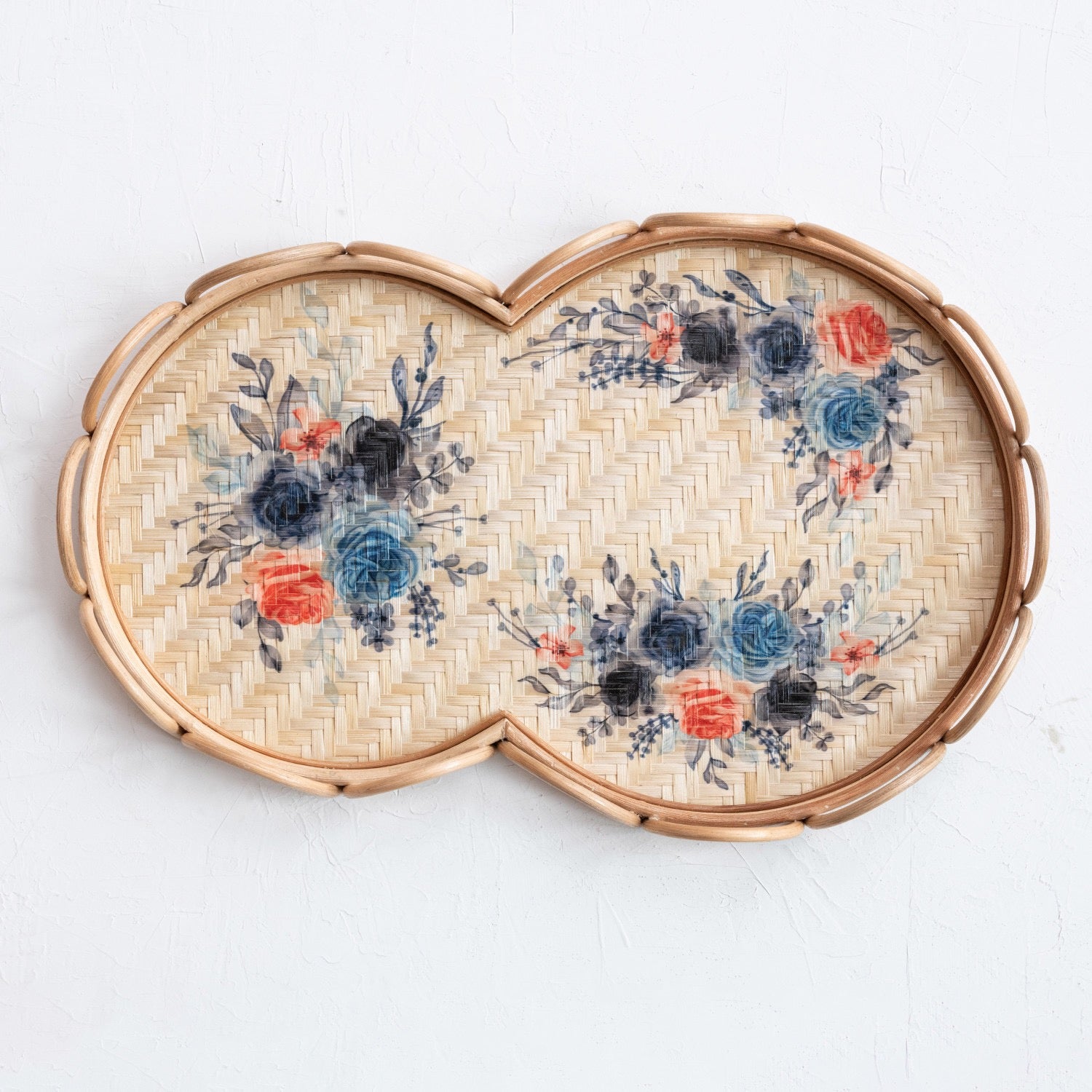 Scalloped Bamboo Painted Tray