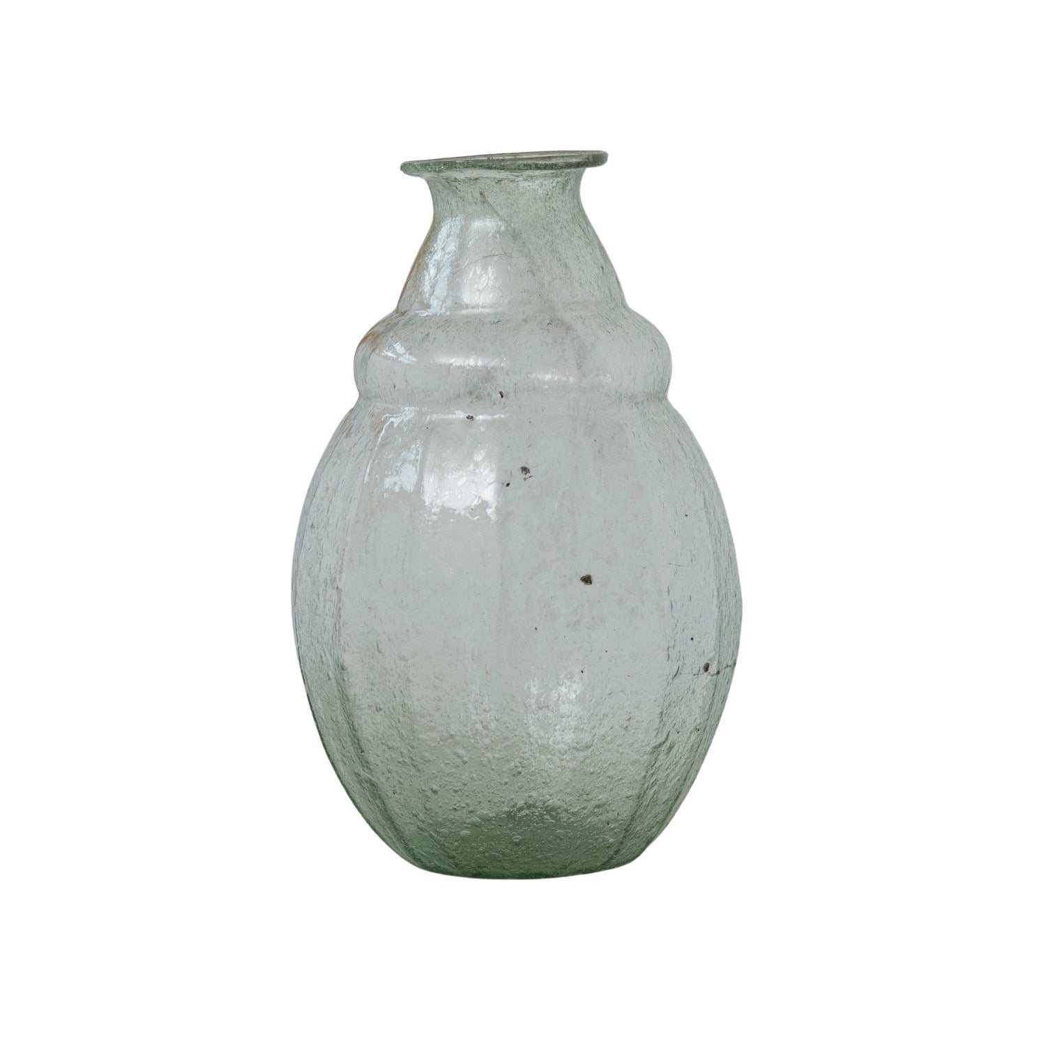 Clear glass vase on a white background