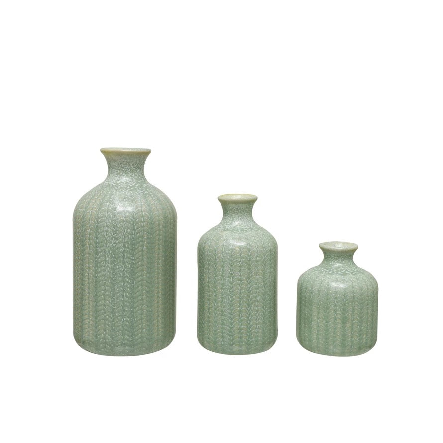 Squama Stoneware Vases Set of 3