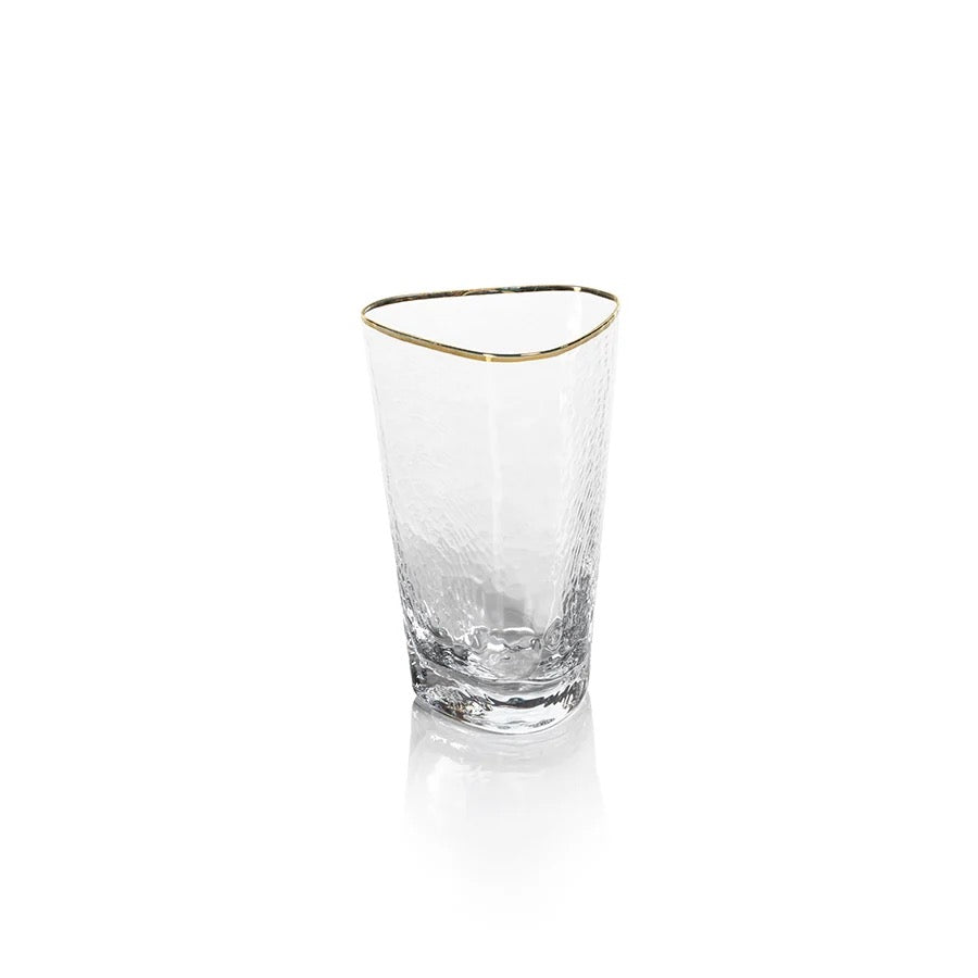 Triangular Highball Glass with Gold Rim