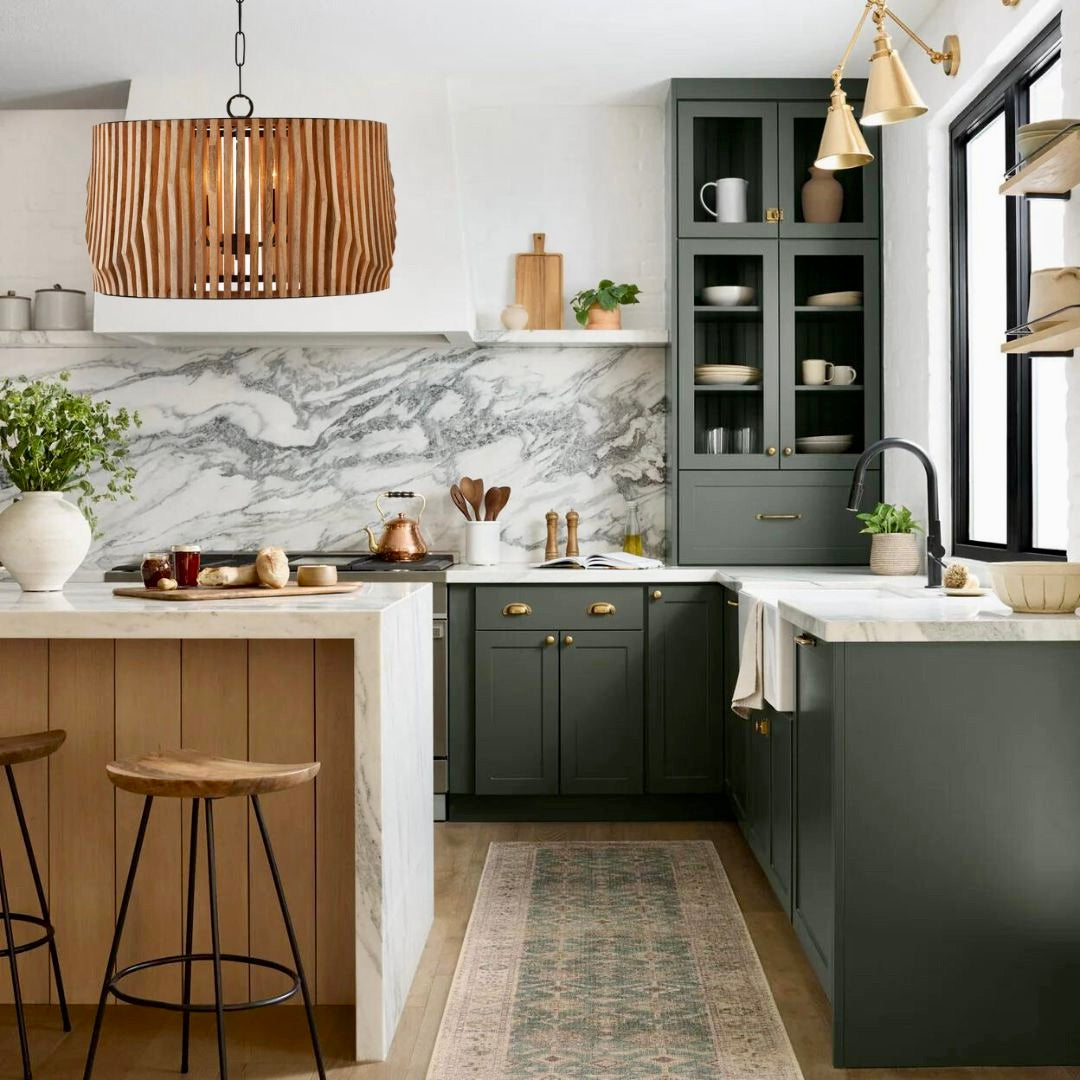 Product photo of the Archer Four Light Pendant in Light Wood and Matte Black ( SKU# 344642WK )