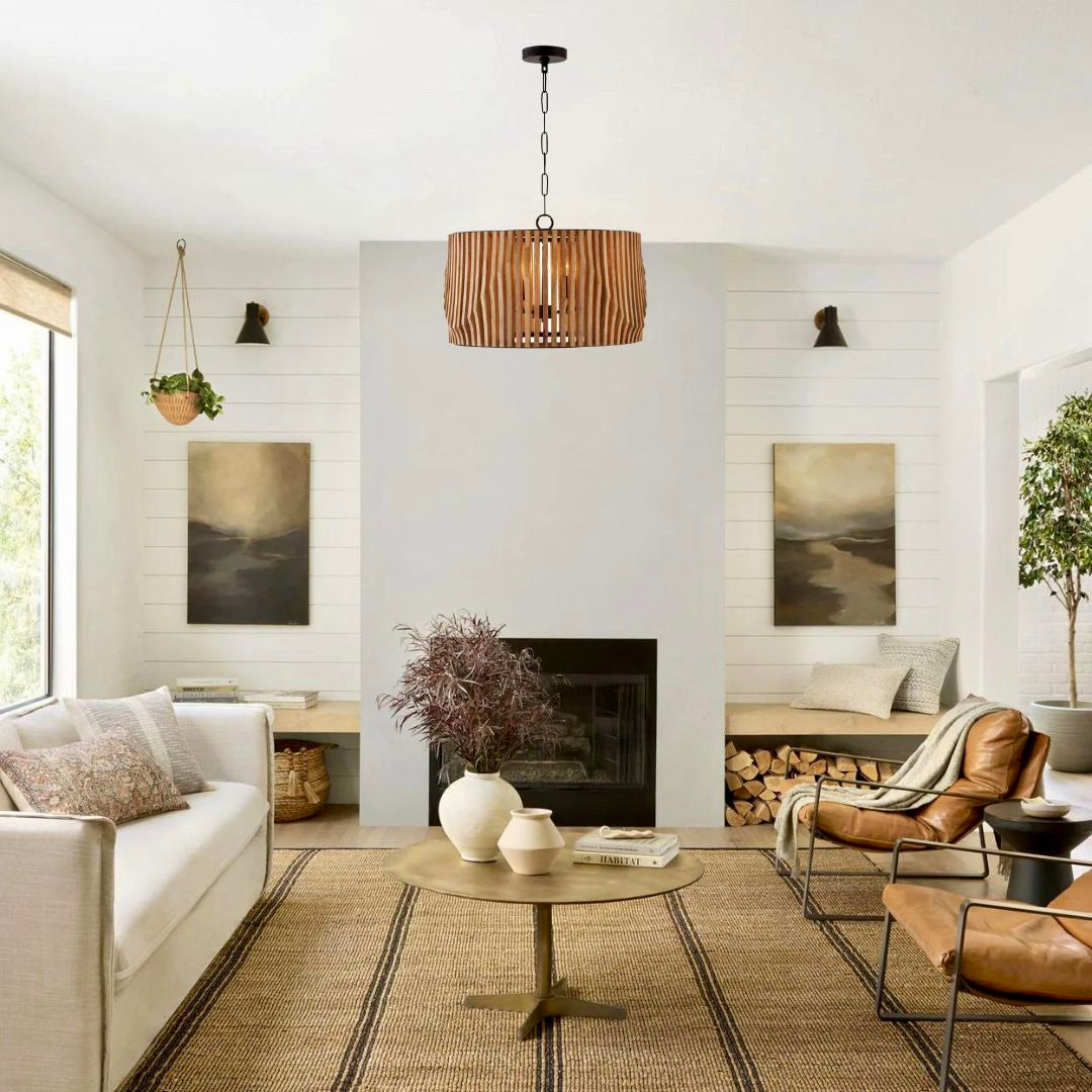 Product photo of the Archer Four Light Pendant in Light Wood and Matte Black ( SKU# 344642WK )