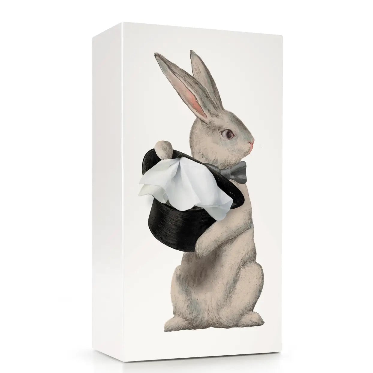 Decorative box with a rabbit illustration on a white background