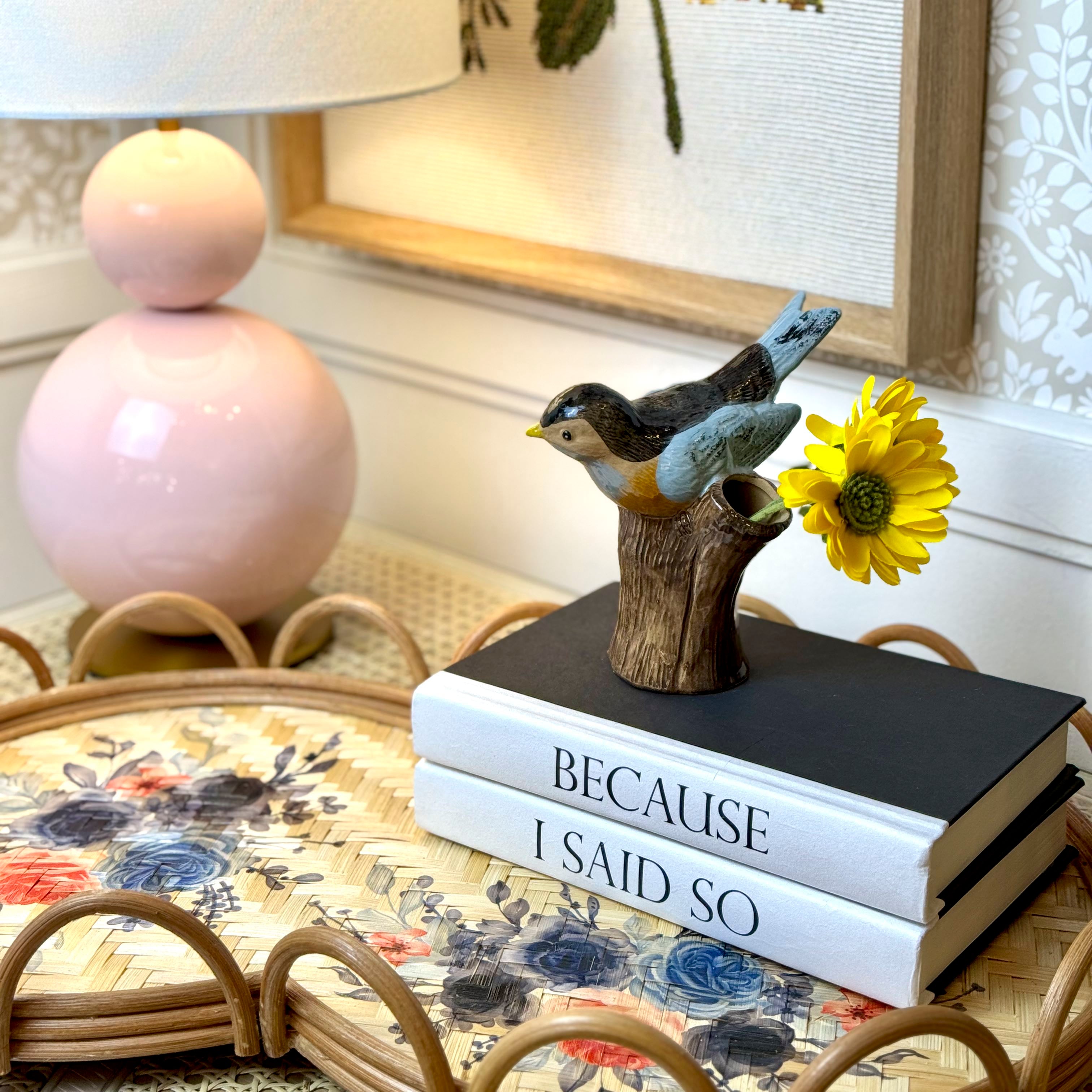 Scalloped Bamboo Painted Tray