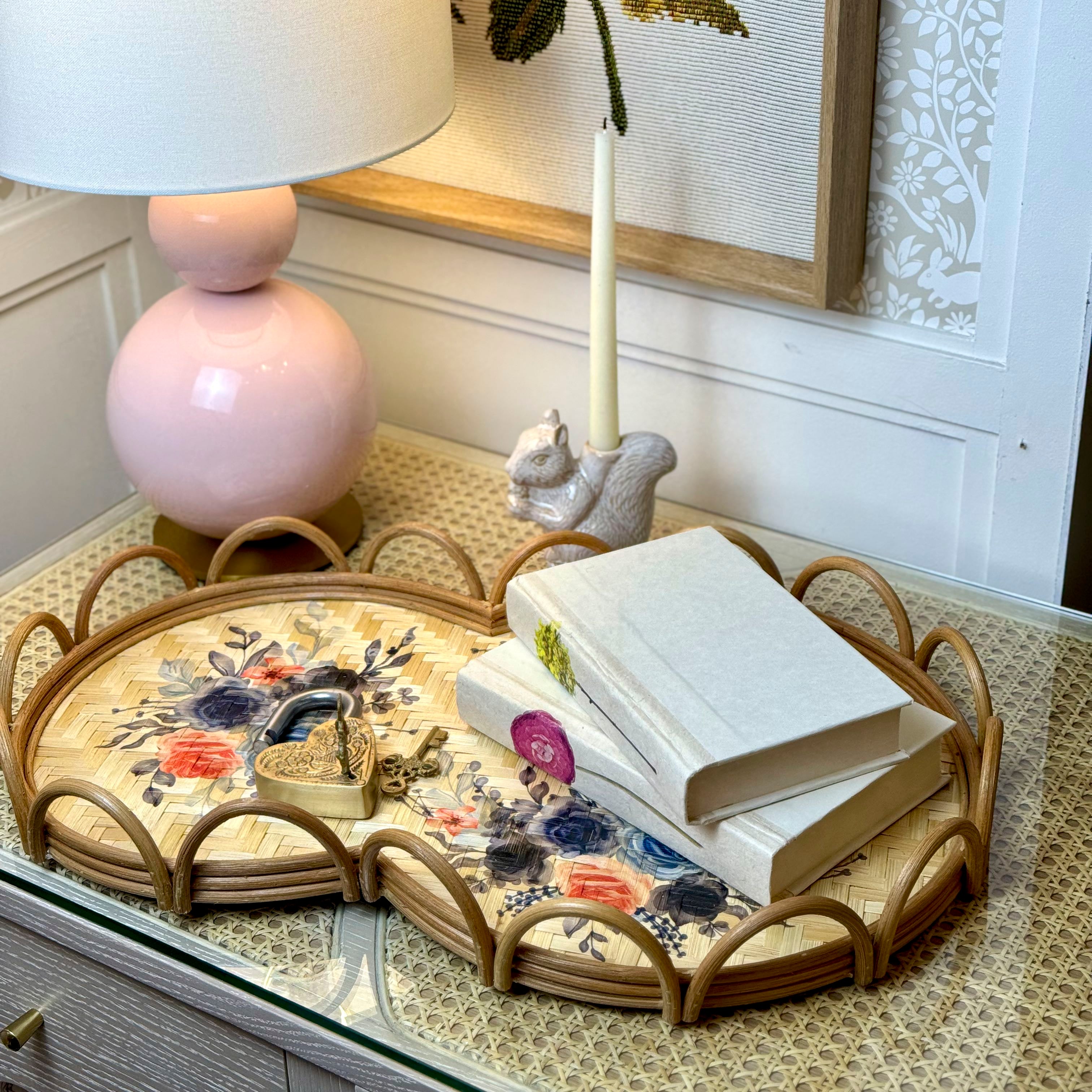 Scalloped Bamboo Painted Tray