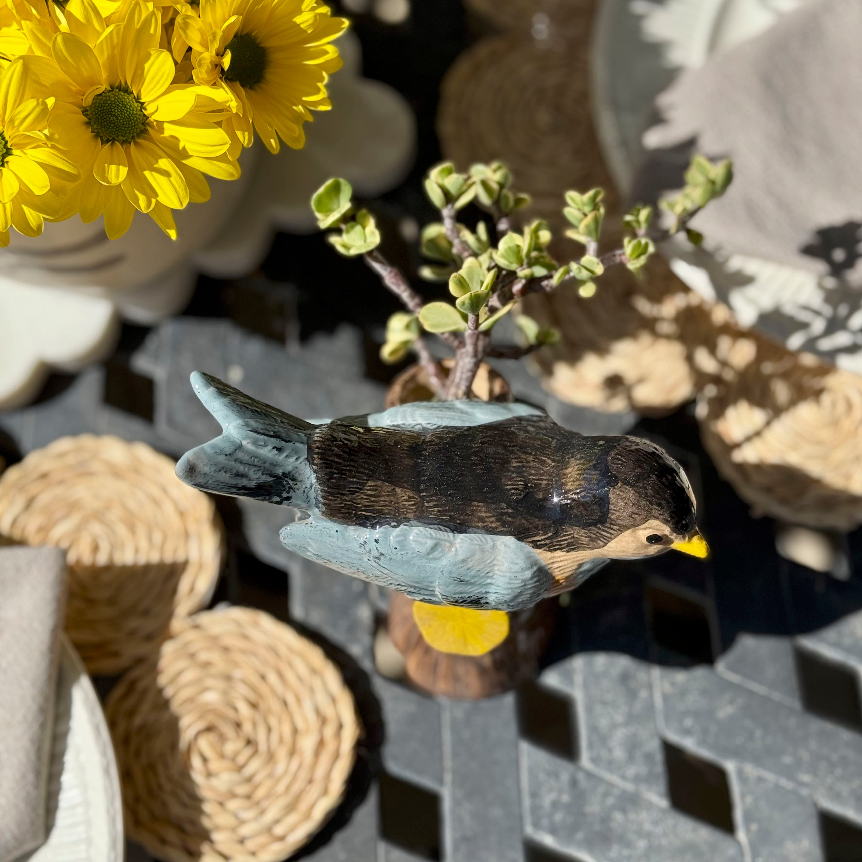 Blue Bird on Branch Vase
