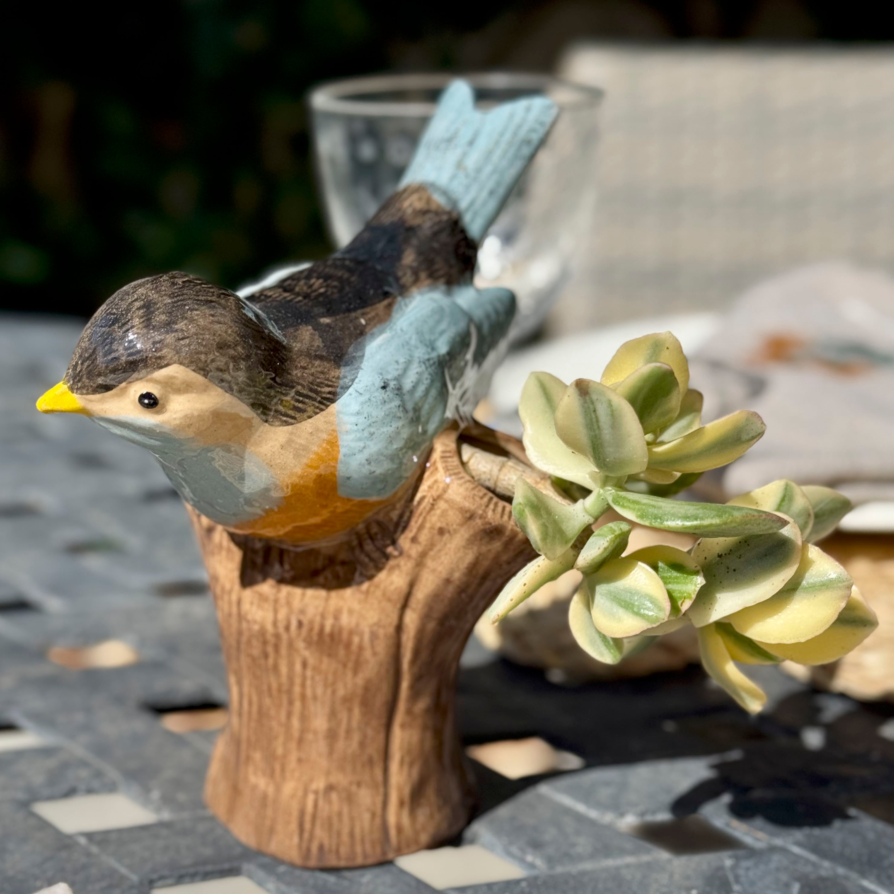 Blue Bird on Branch Vase