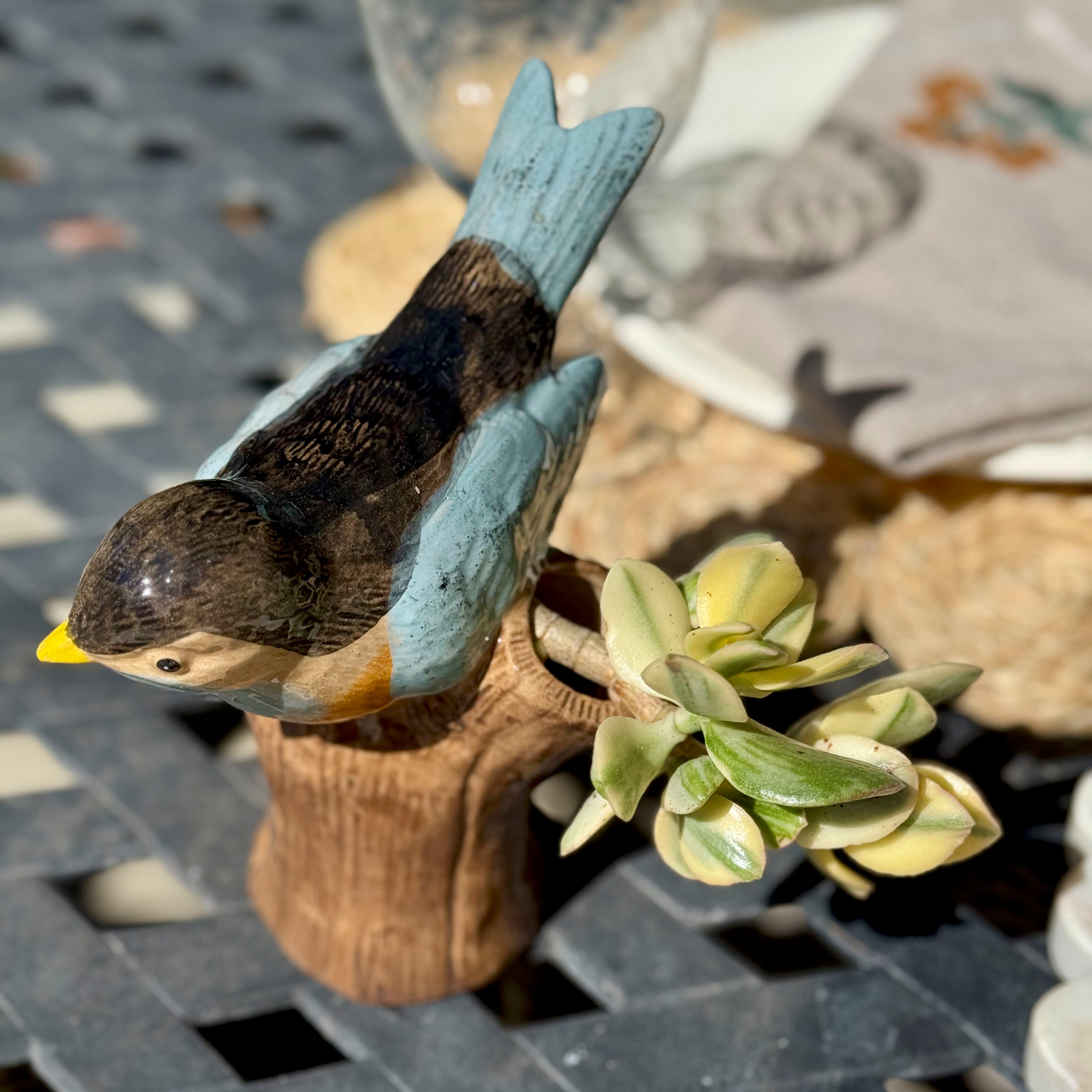 Blue Bird on Branch Vase