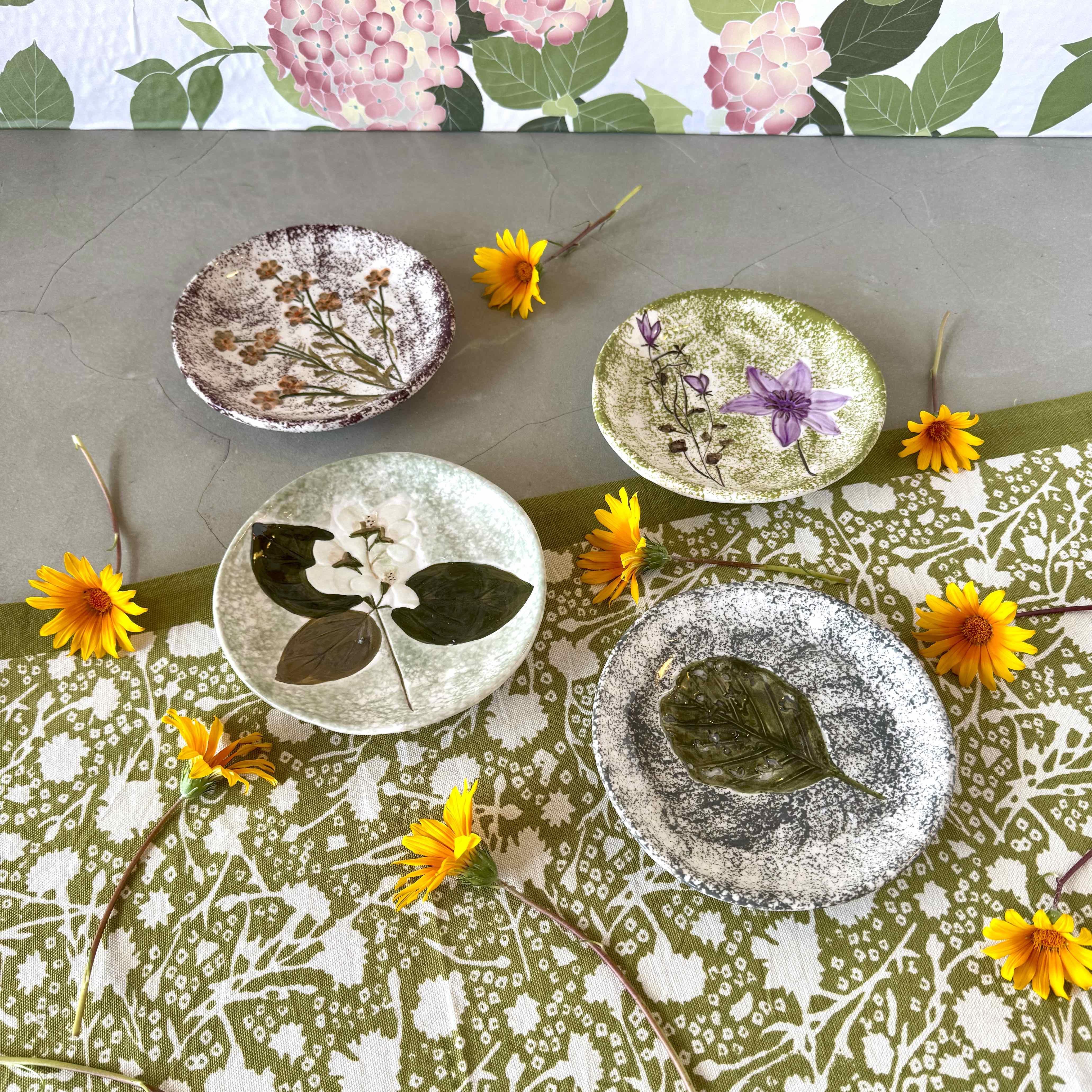 Flower Embossed Accent Plates - Set of 4