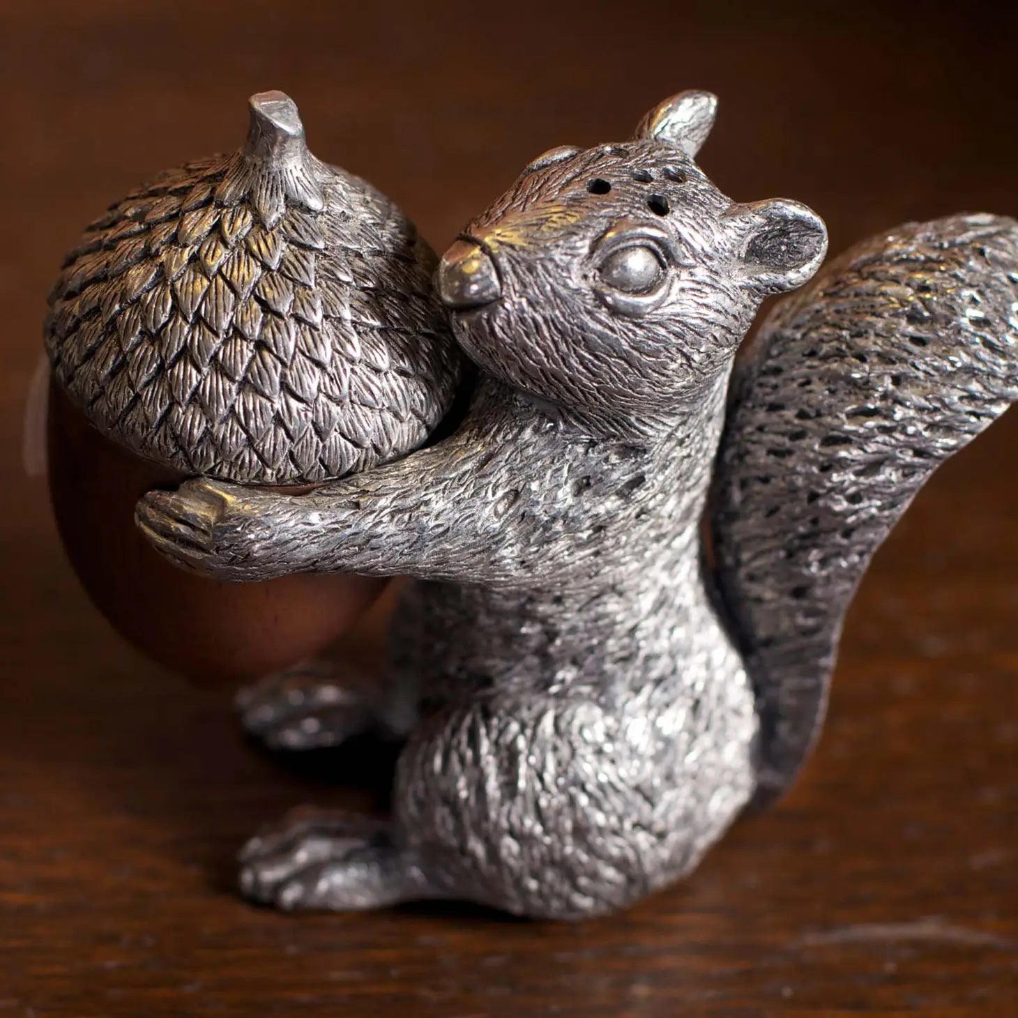 Squirrel with Wood Acron Salt and Pepper Set