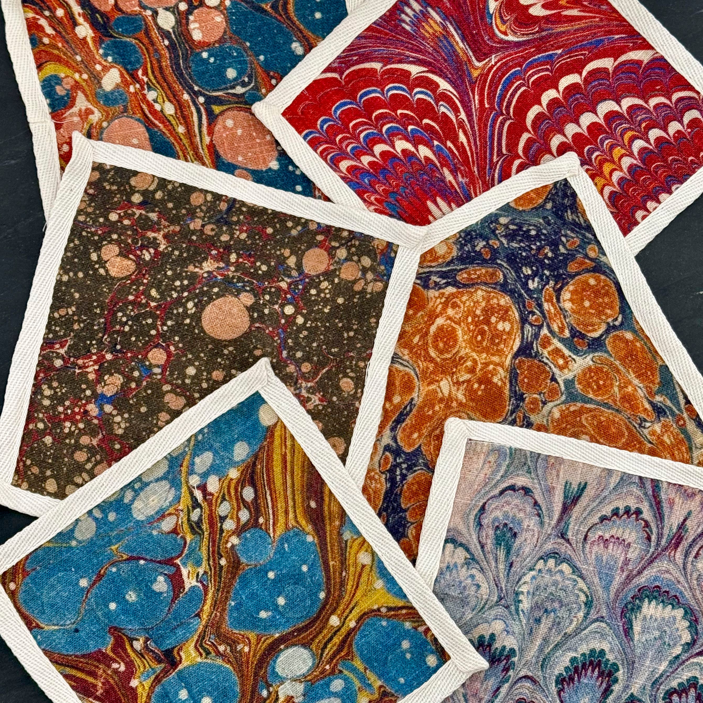 Marble Patterned Cocktail Napkins - Set of 6