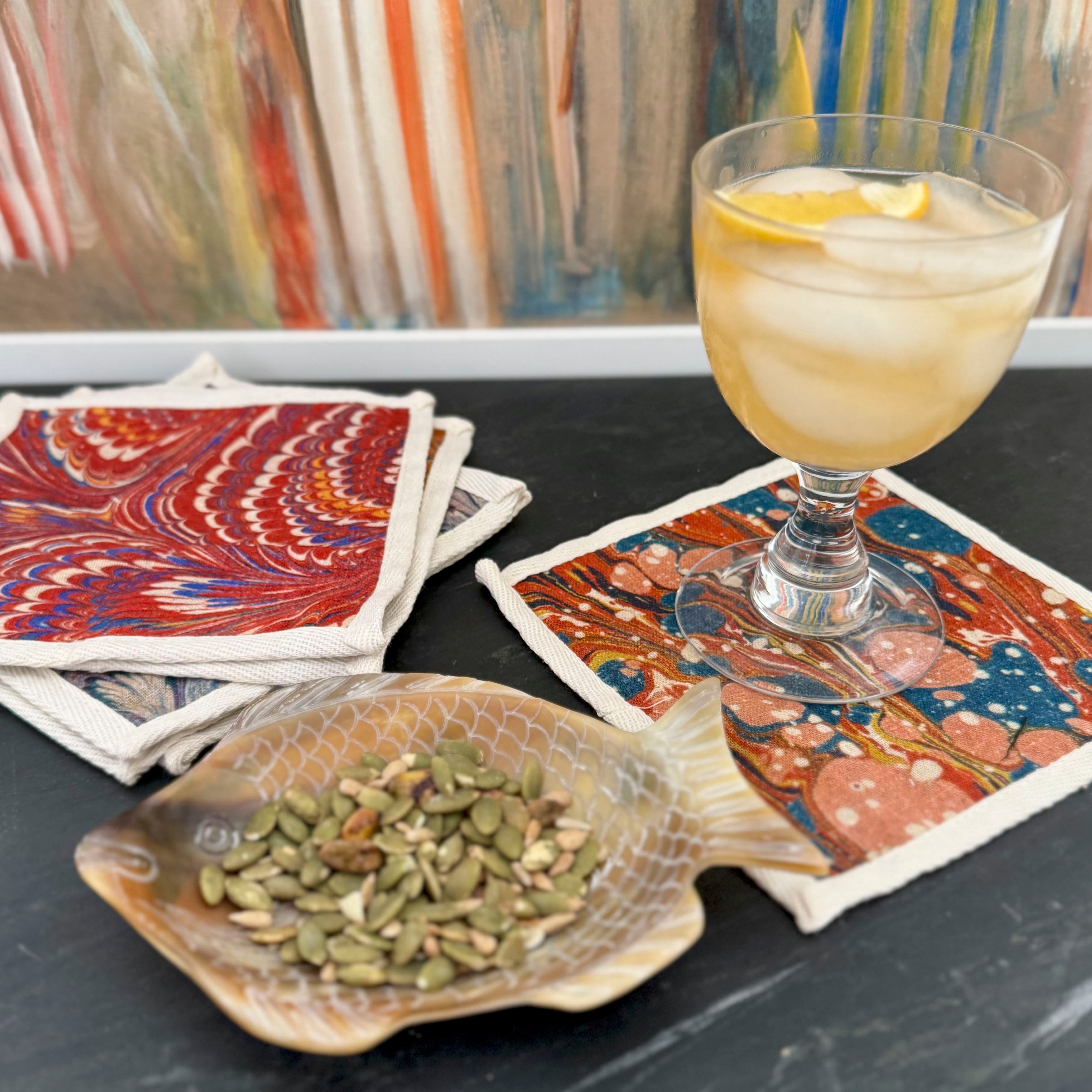 Marble Patterned Cocktail Napkins - Set of 6