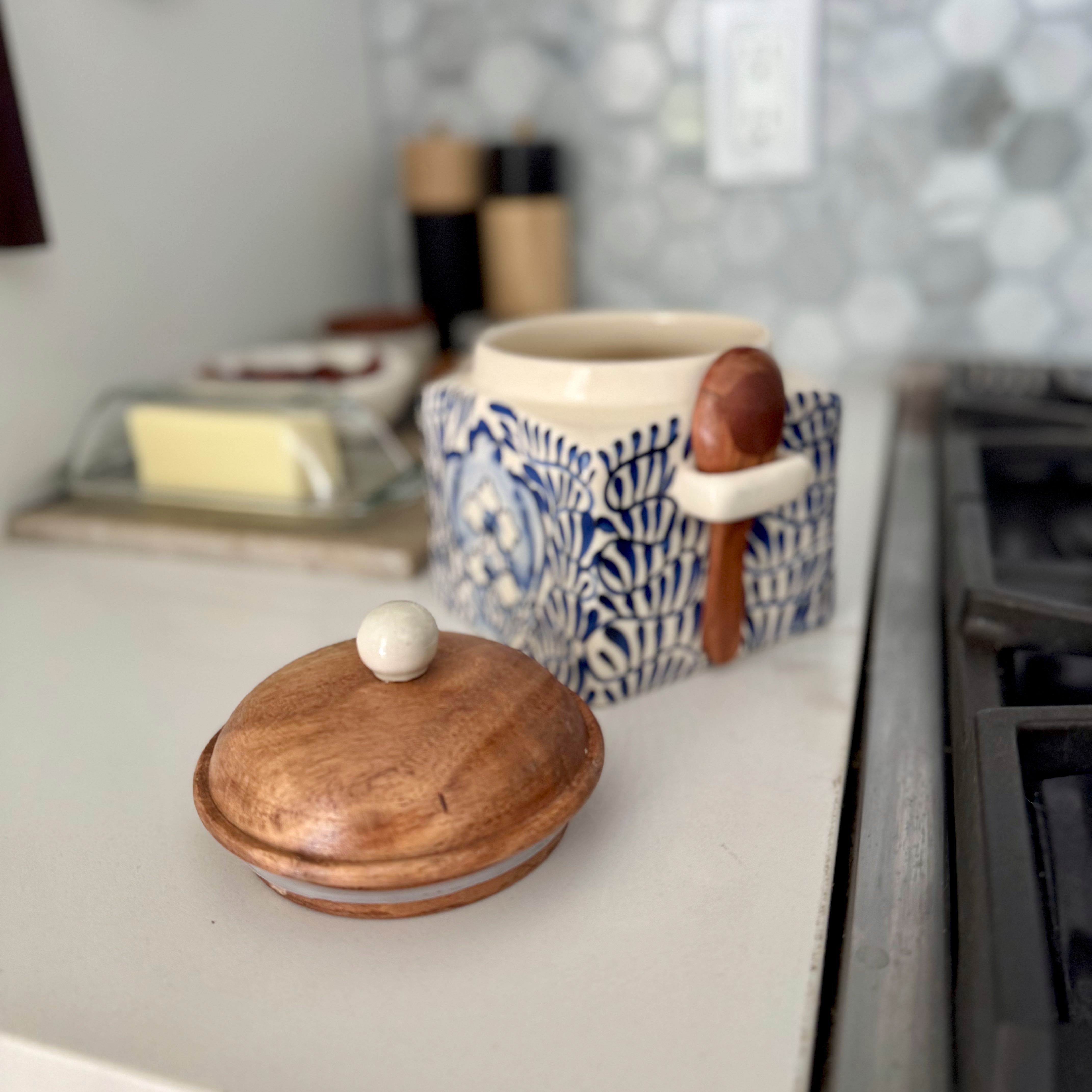 Blue Floral Spice Canister