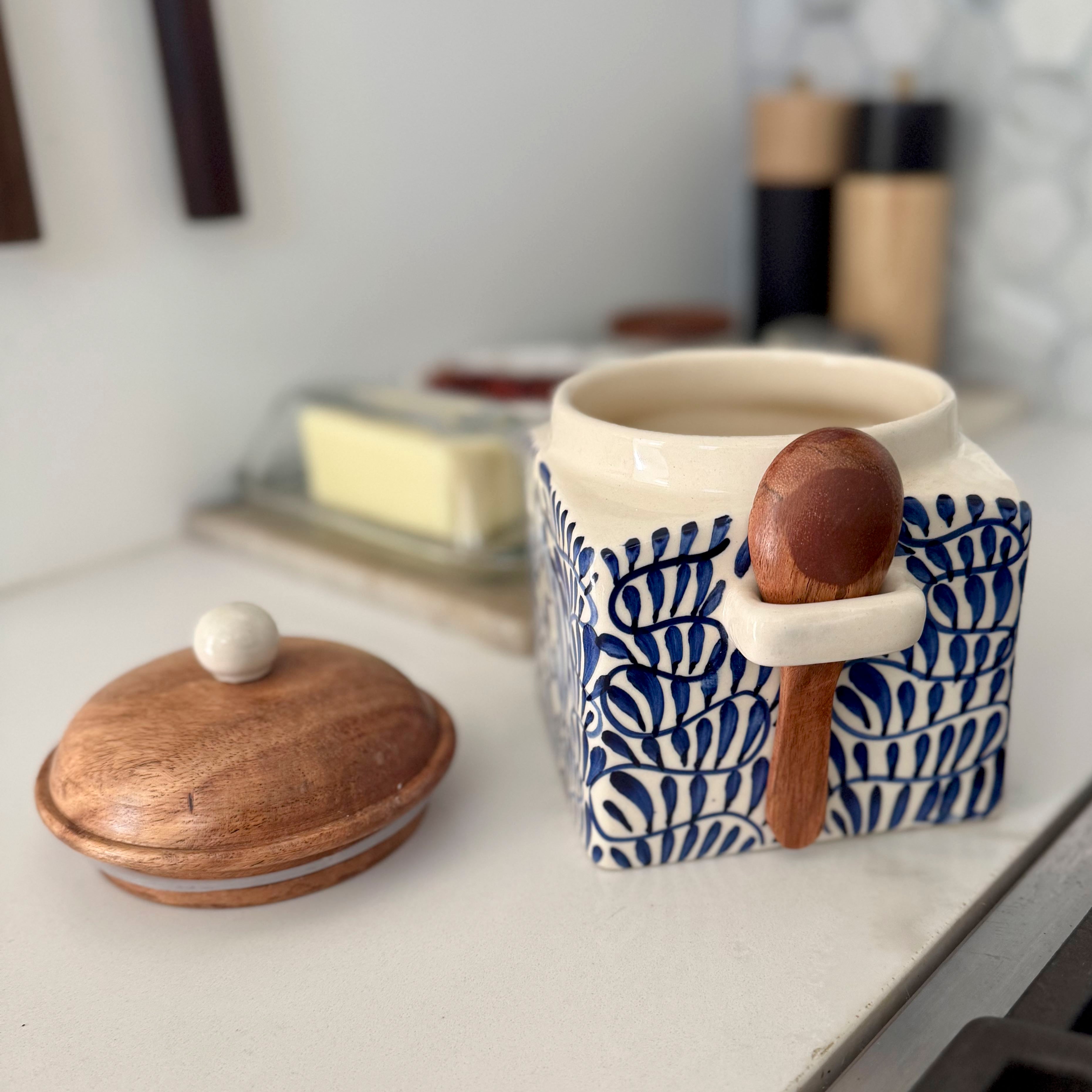 Blue Floral Spice Canister