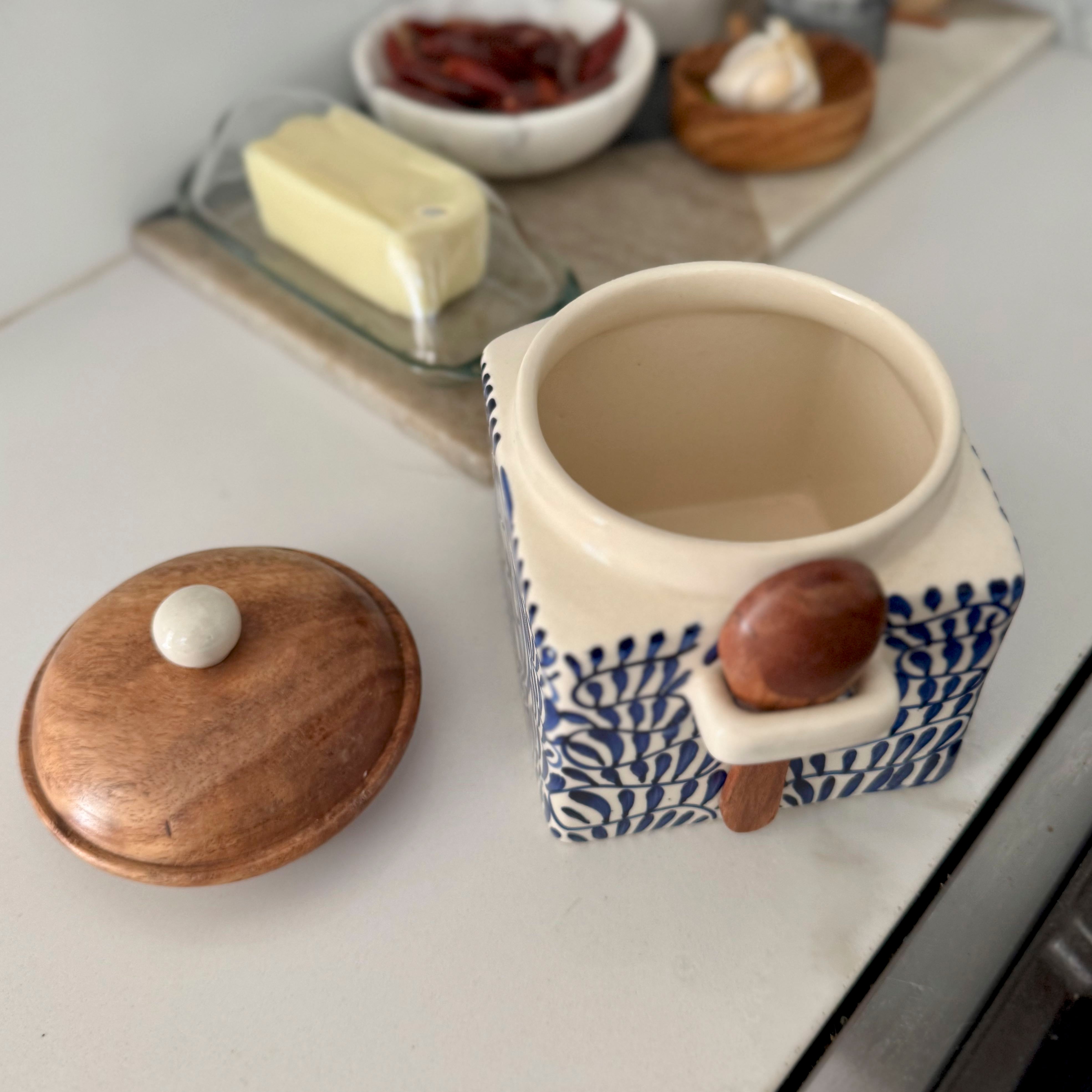 Blue Floral Spice Canister
