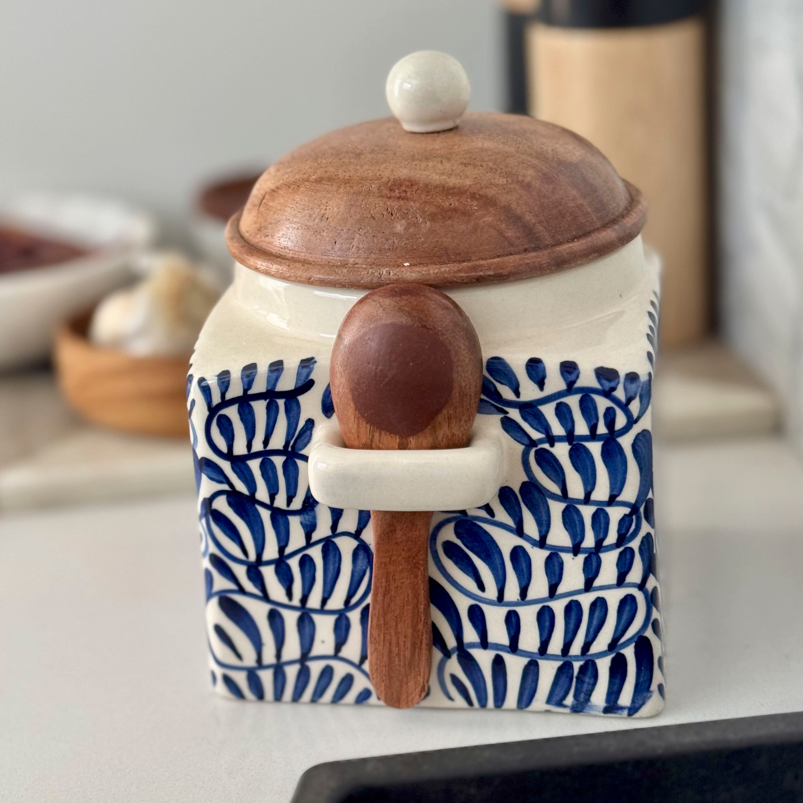 Blue Floral Spice Canister