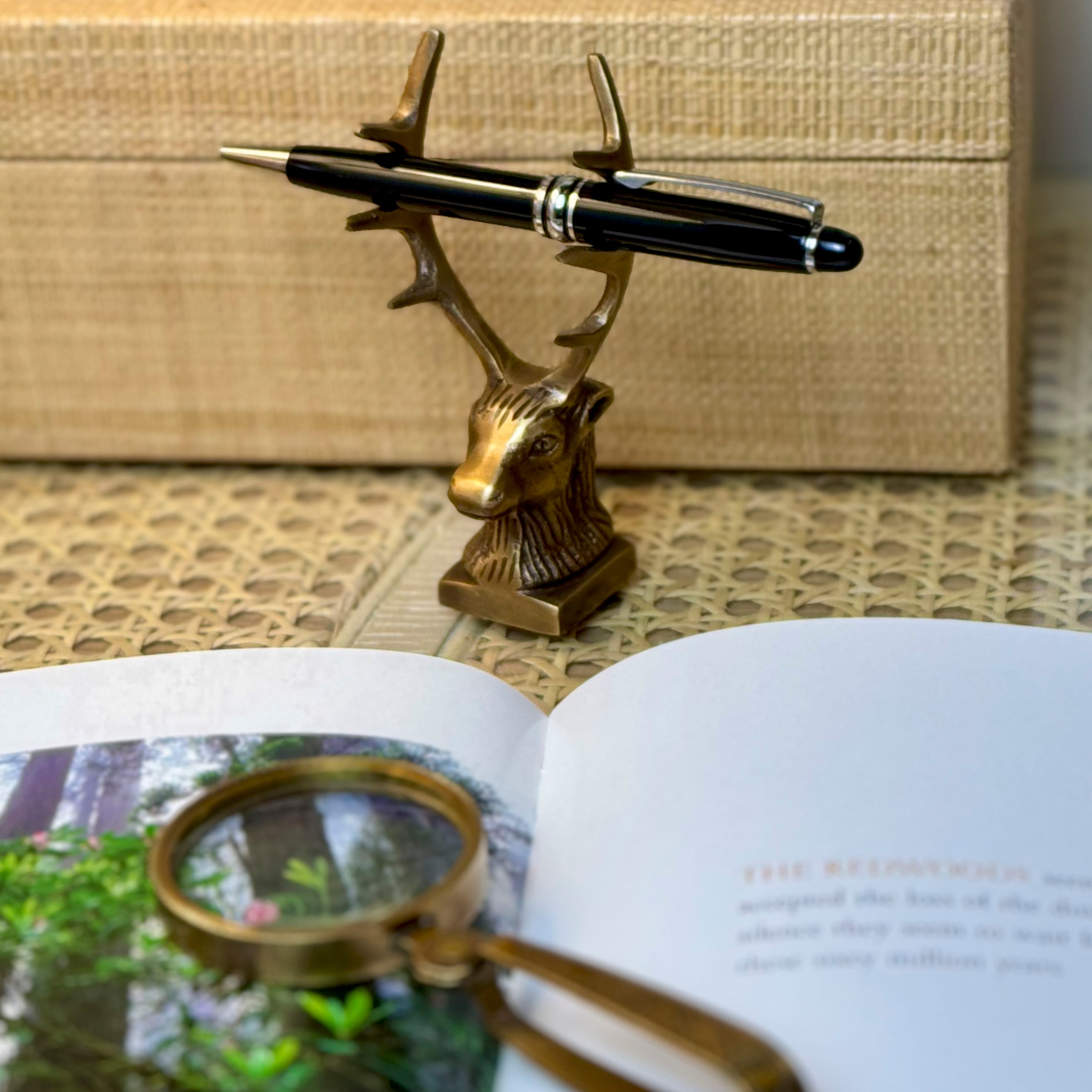 Brass Stag Pen Holder