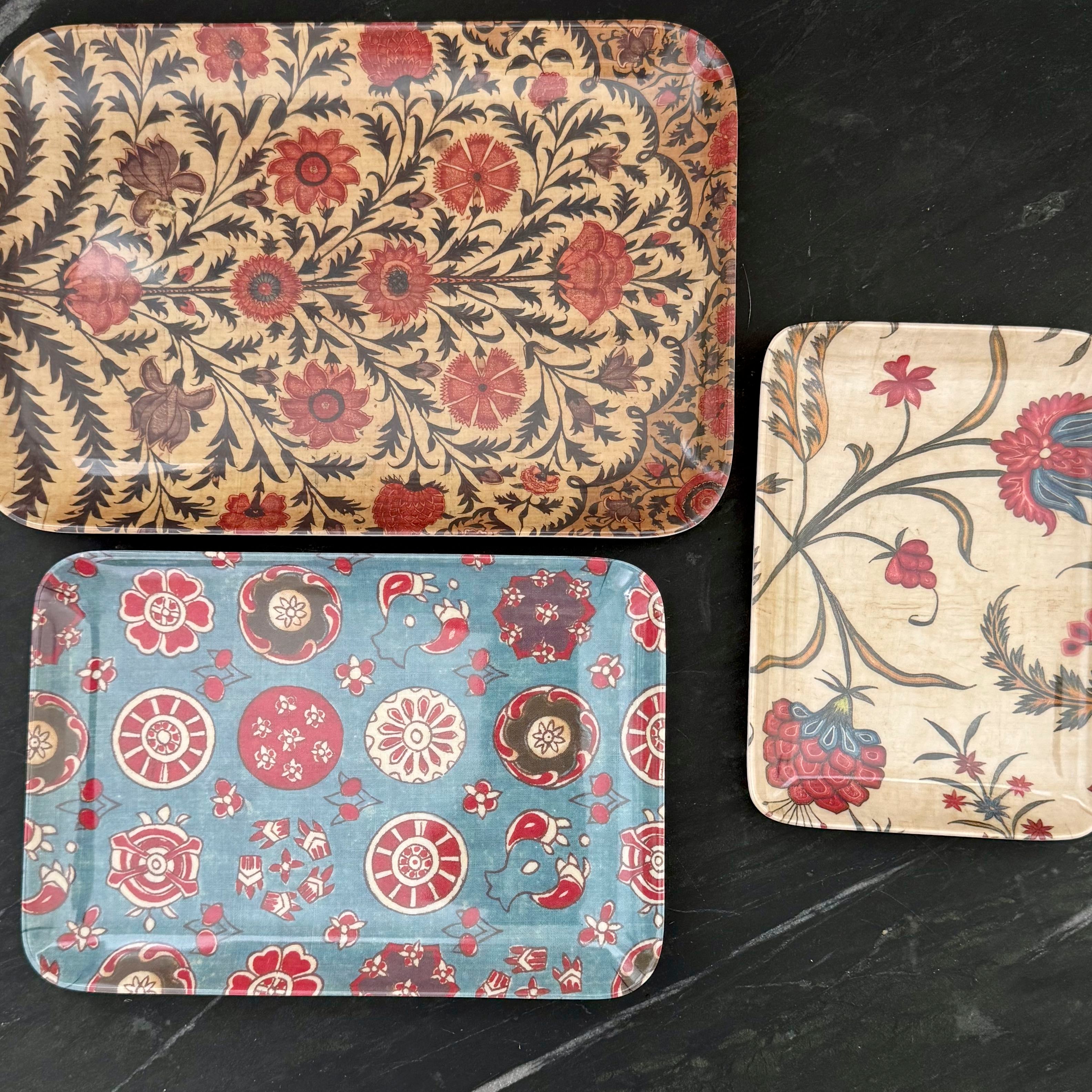 Vintage Textile Inspired Trays - Set of 3