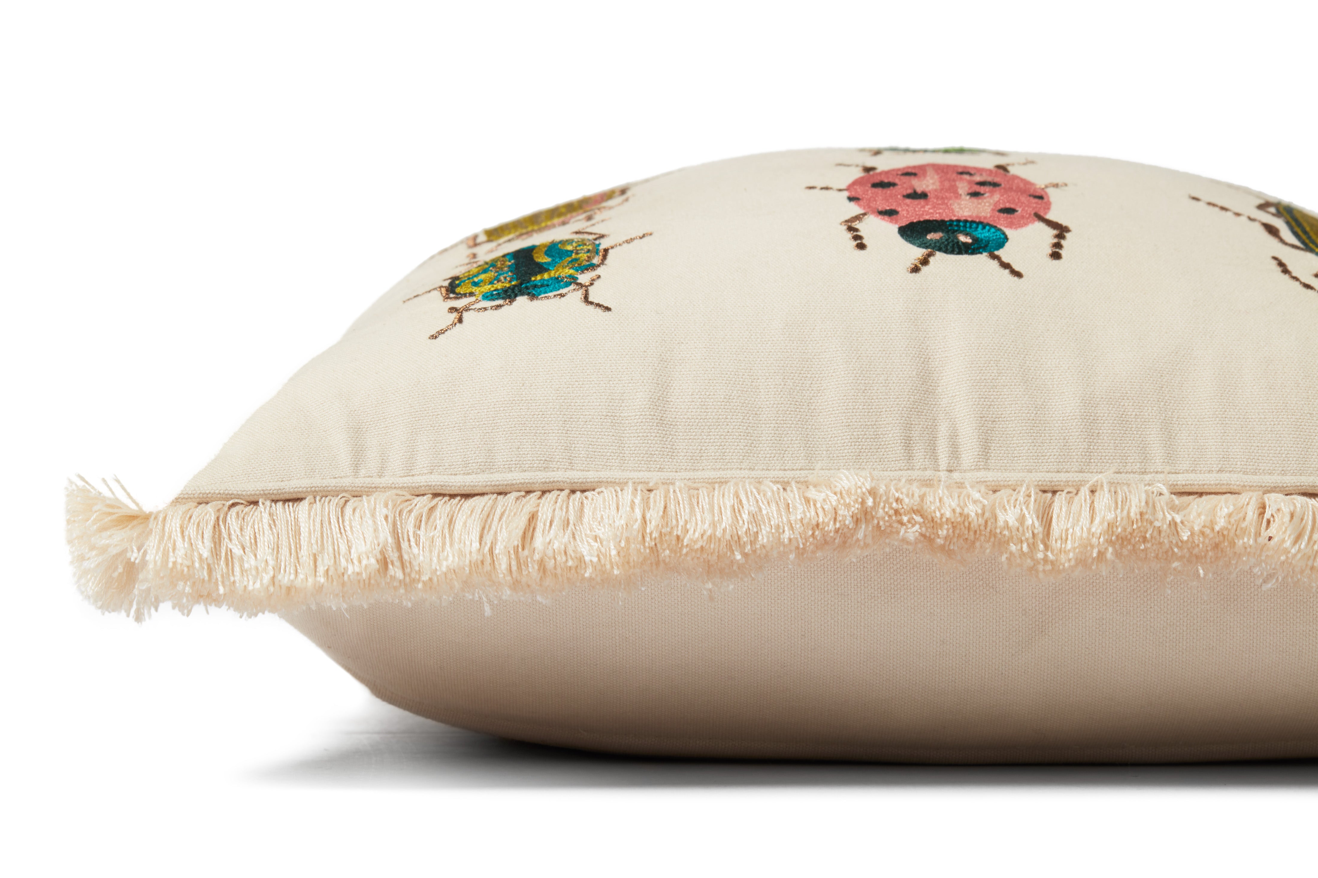 Shell: 100% Cotton | Lining: 100% Cotton | Embroidery: 85% Rayon 10% Polyester 5% Other Fiber | Lace: 100% Rayon Pillow in Natural / Multi-color from Rifle Paper Co.