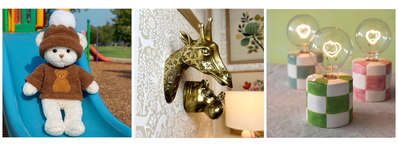 A collectioon of kid's home decor and stuffed animals