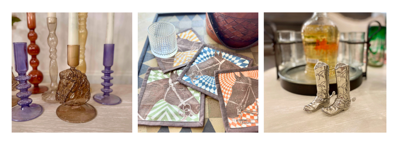 Equestrian marbled background linen napkins- set 4