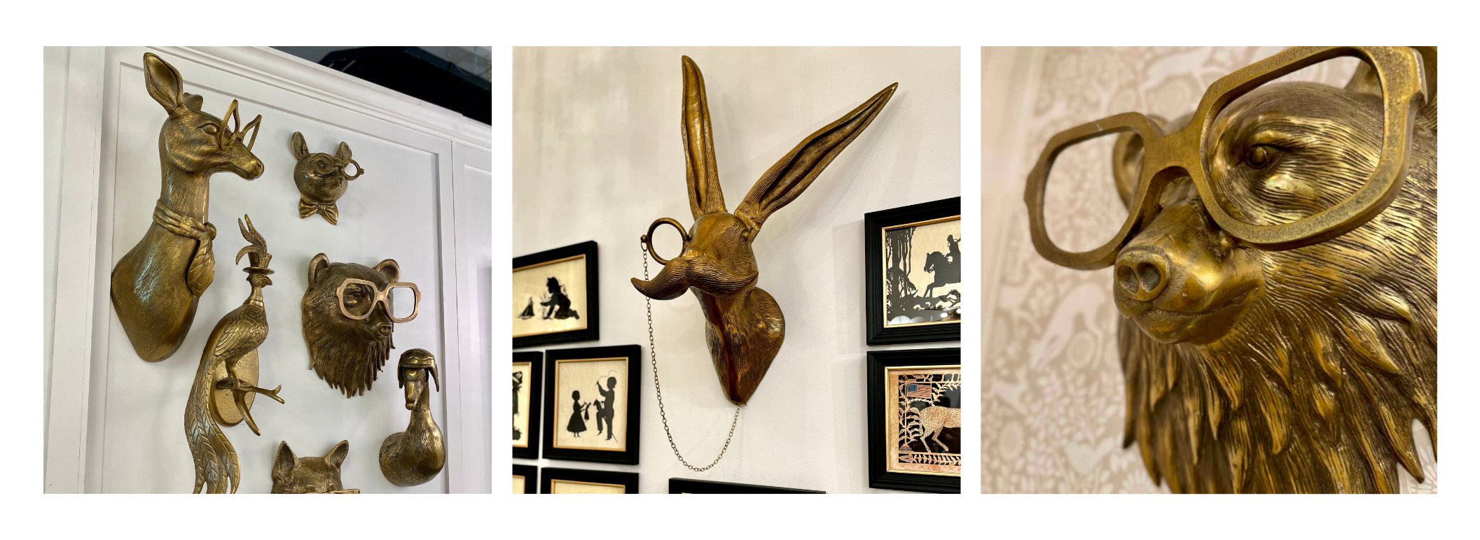 Frankie the Stag & Friends Brass Wall Mounted Animal Head Sculptures