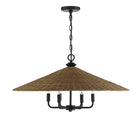 Product photo of the Eman Six Light Pendant in Matte Black w/Dark Rattan ( SKU# 7-7772-6-180 )