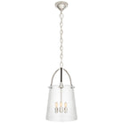 Product photo of the Julian Three Light Lantern in Polished Nickel and Chocolate Leather ( SKU# RL 5652PN/CHC-CG )