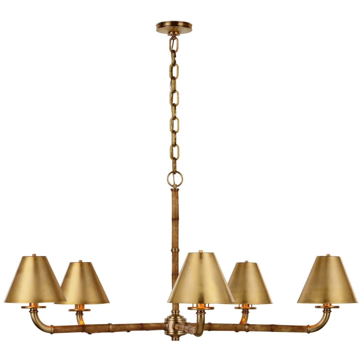 Product photo of the Dalfern LED Chandelier in Waxed Bamboo and Natural Brass ( SKU# RL 5685WB/NB-NB )
