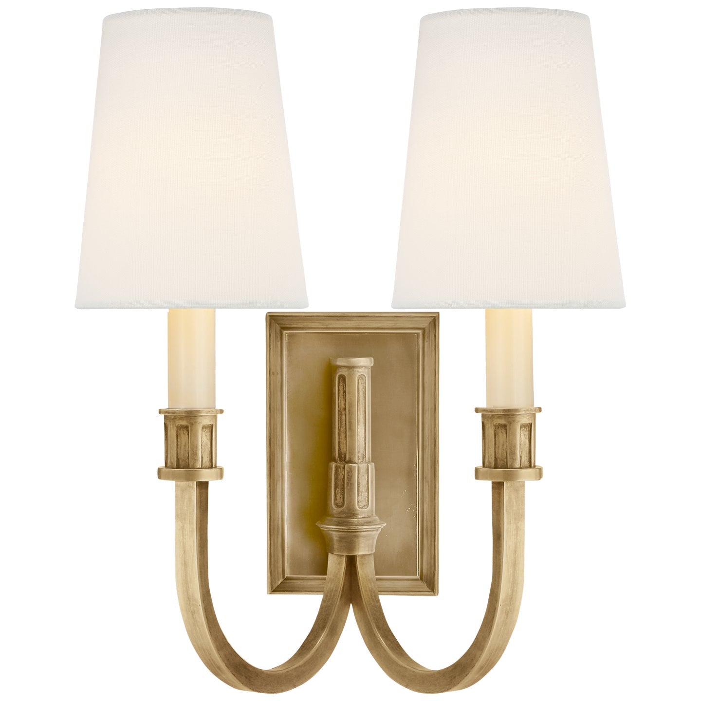 Product photo of the Modern Library Two Light Wall Sconce in Hand-Rubbed Antique Brass ( SKU# TOB 2328HAB-L )