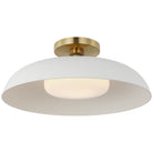 Product photo of the Cyrus LED Flush Mount in Hand-Rubbed Antique Brass and White ( SKU# AL 4040HAB/WHT-WG )
