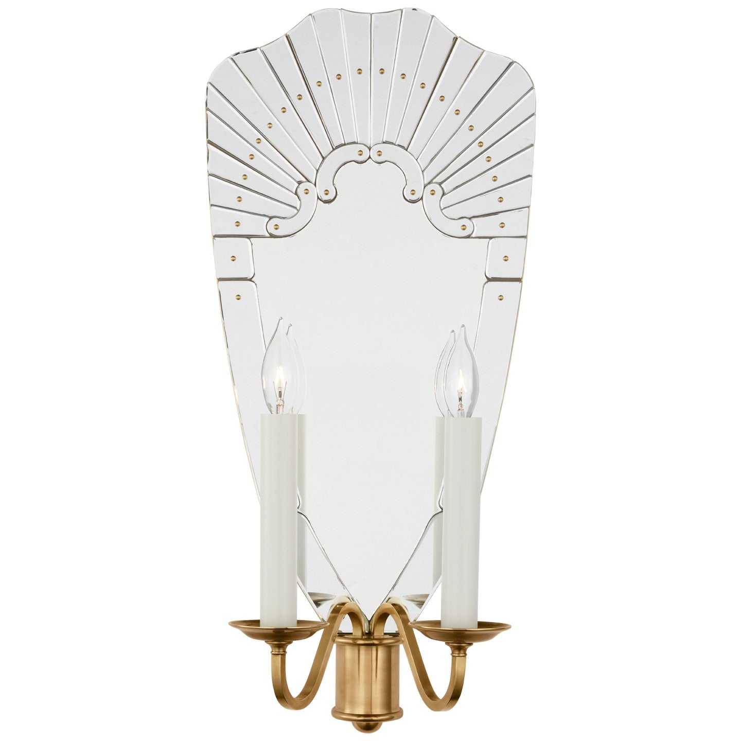 Product photo of the Adelaide LED Wall Sconce in Mirror and Natural Brass ( SKU# RL 2776MIR/NB )