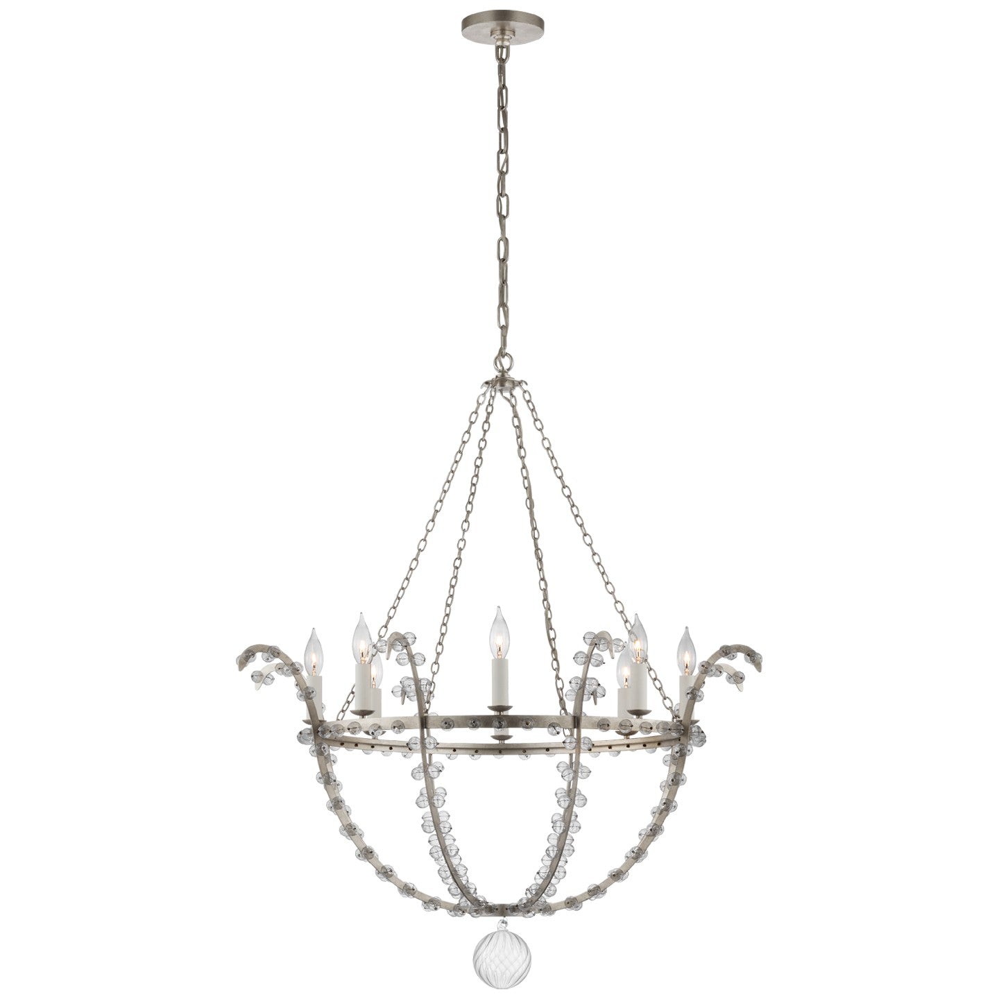 Product photo of the Alonzo LED Chandelier in Burnished Silver Leaf and Clear Glass ( SKU# JN 5150BSL/CG )